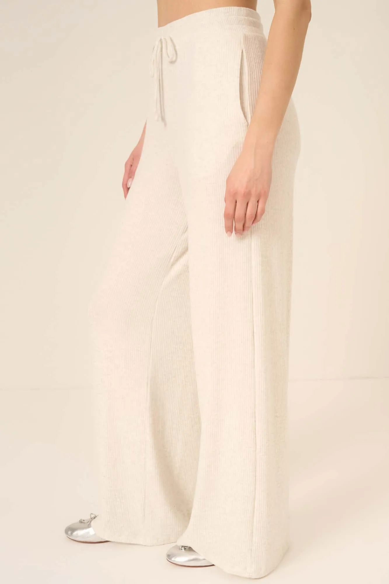 Zoey Brushed Rib Pant - Oatmeal sold by Project Social T product image thumbnail 3