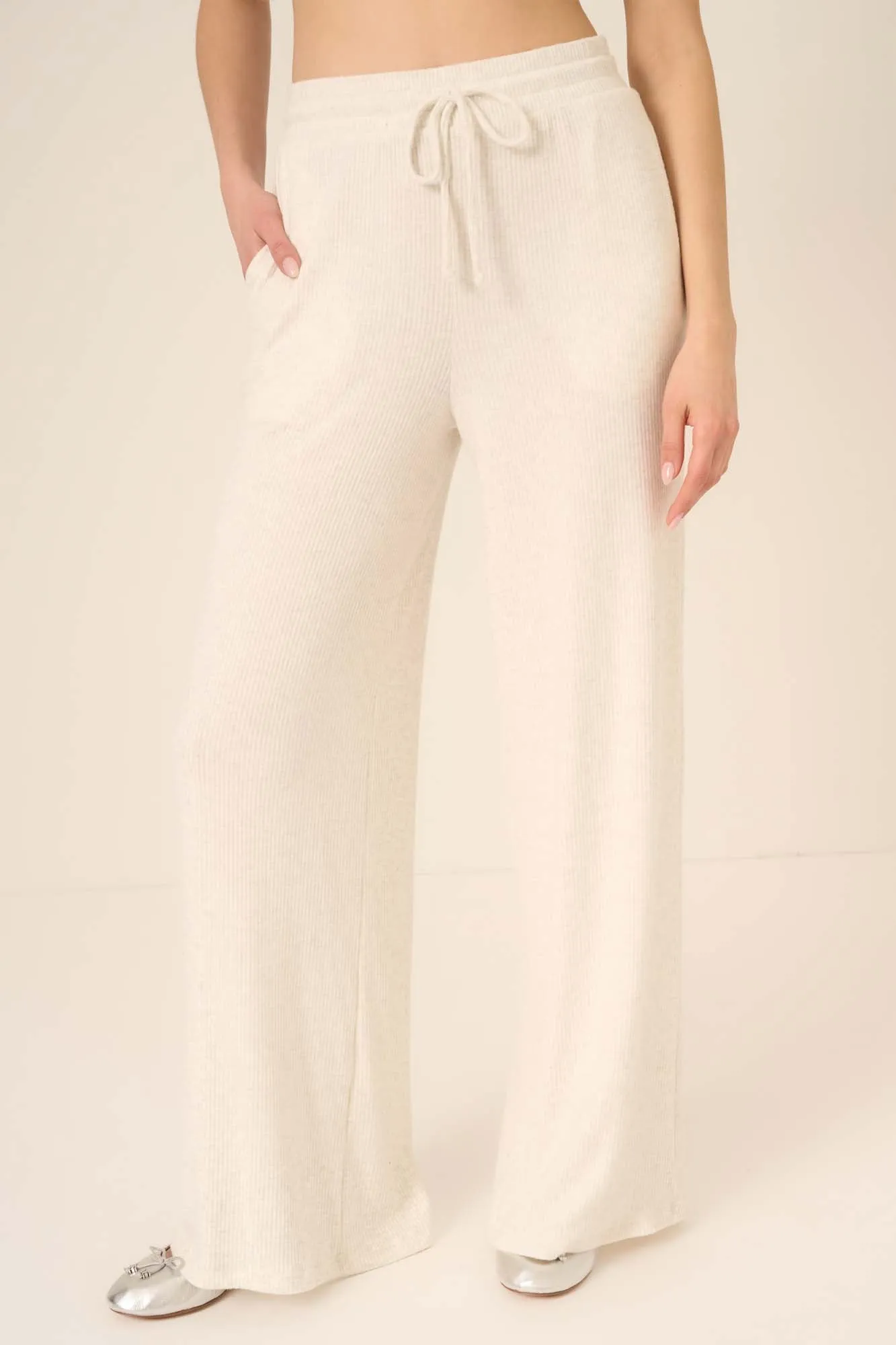 Zoey Brushed Rib Pant - Oatmeal sold by Project Social T product image thumbnail 2