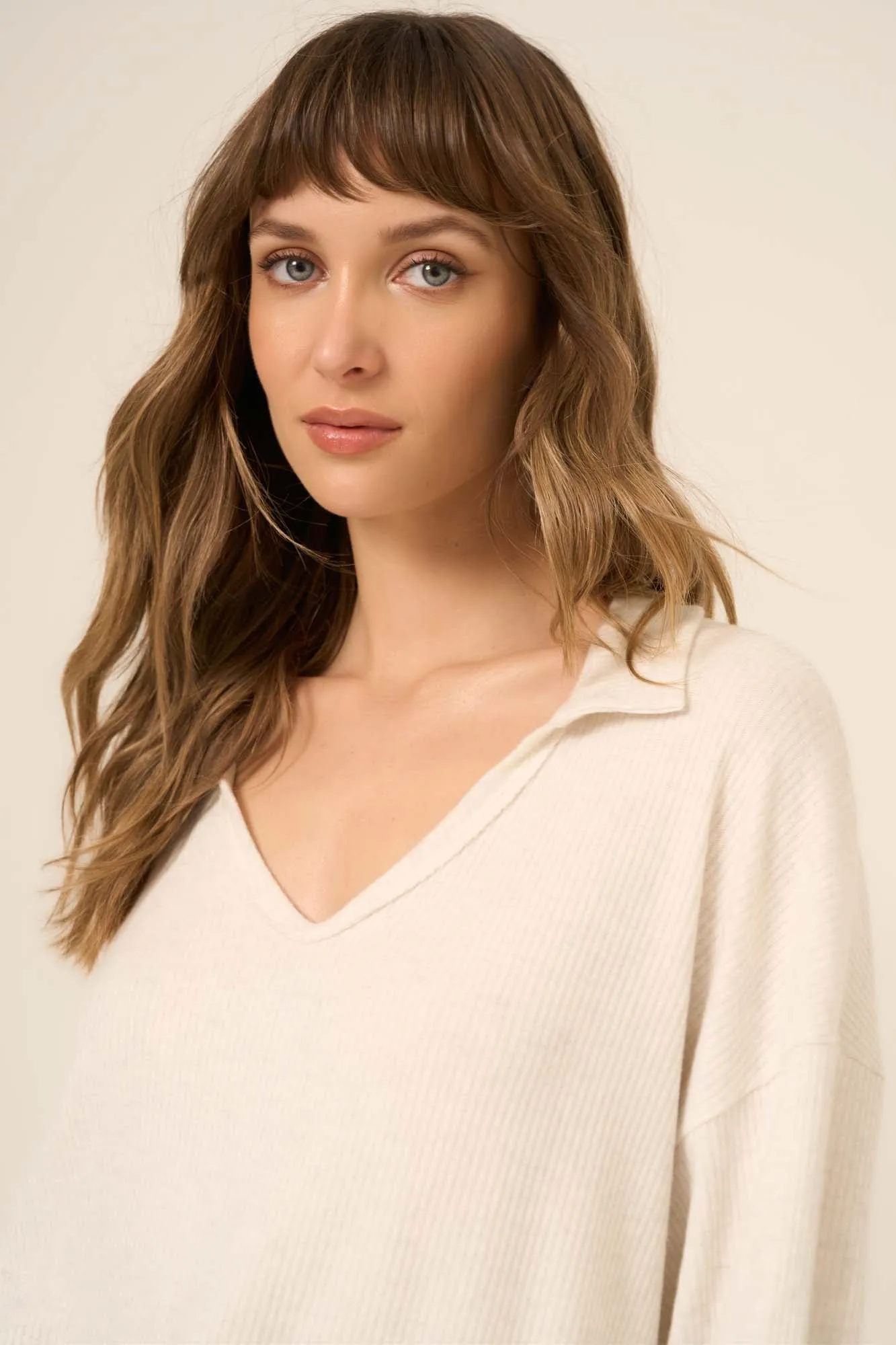 Zoey Brushed Rib Collared Long Sleeve sold by Project Social T product image thumbnail 3