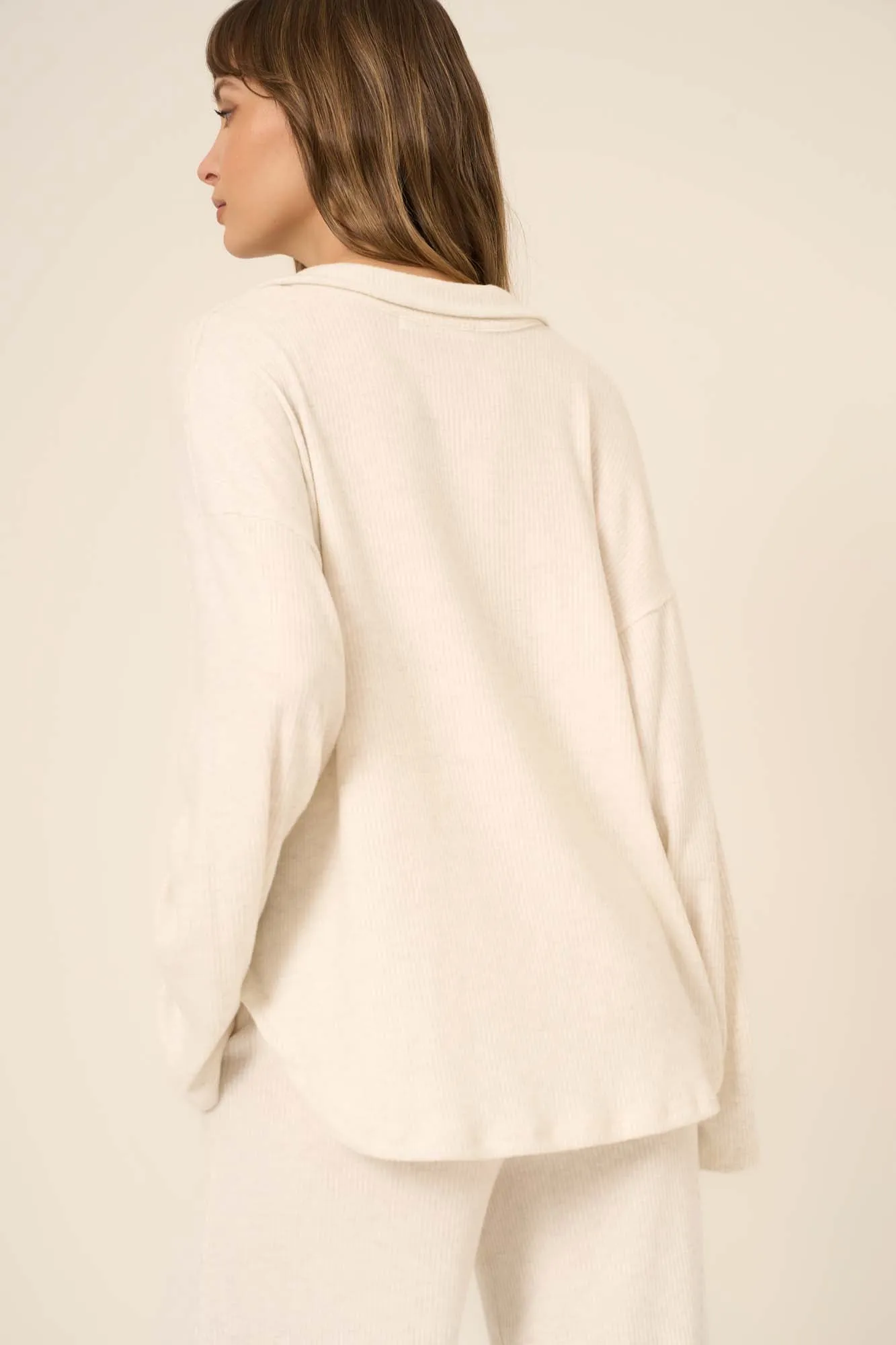 Zoey Brushed Rib Collared Long Sleeve sold by Project Social T product image thumbnail 4