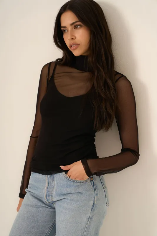 Serafina Layered Mesh Long Sleeve sold by Project Social T