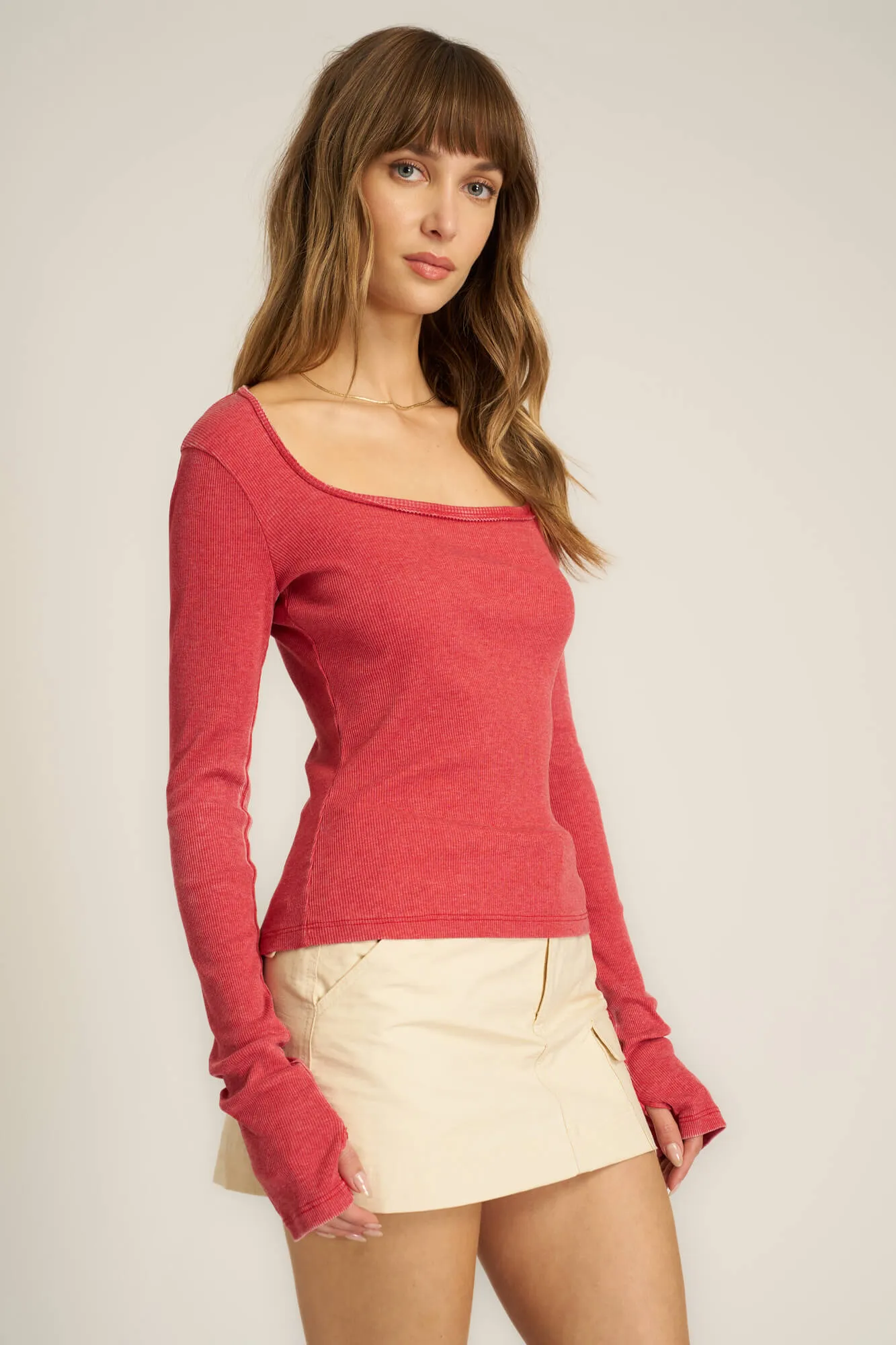 Kami Burnout Square Neck Long Sleeve sold by Project Social T product image thumbnail 3