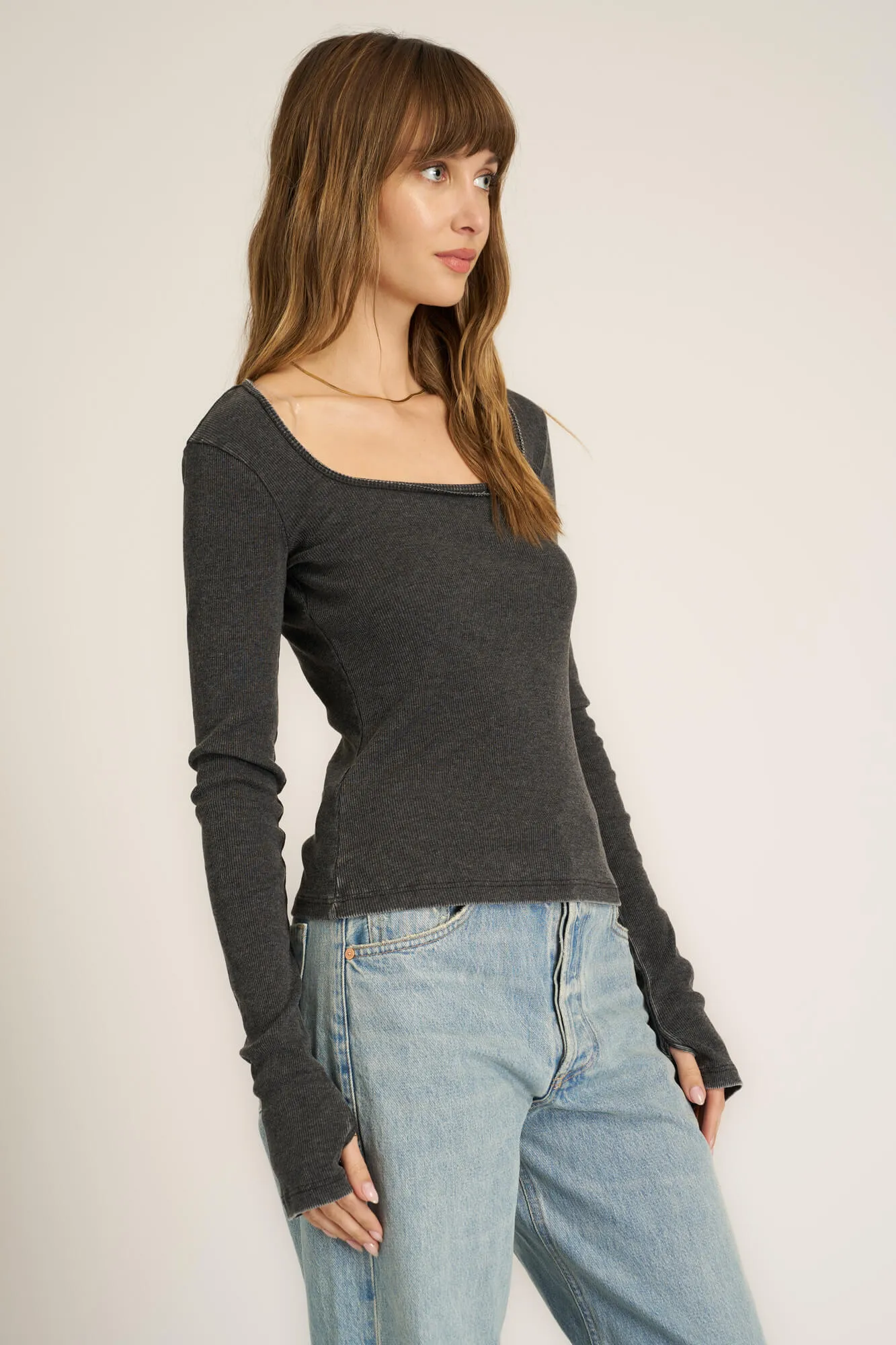 Kami Burnout Square Neck Long Sleeve sold by Project Social T product image thumbnail 3