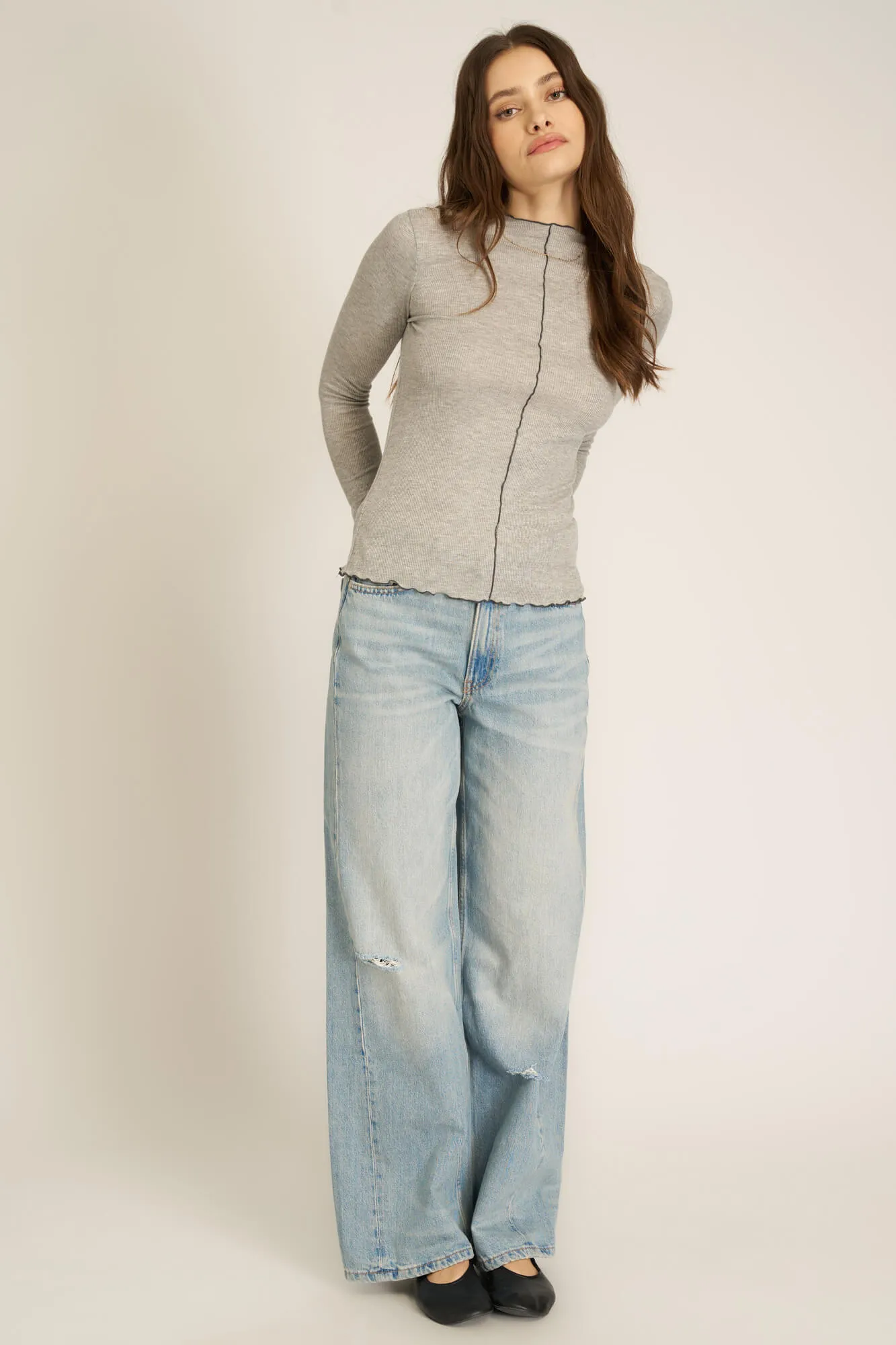 Sparks Seamed Rib Funnel Neck Long Sleeve sold by Project Social T product image thumbnail 2