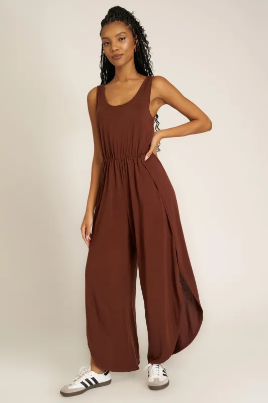 Do It Again Scoop Neck Jumpsuit - Russet Brown sold by Project Social T
