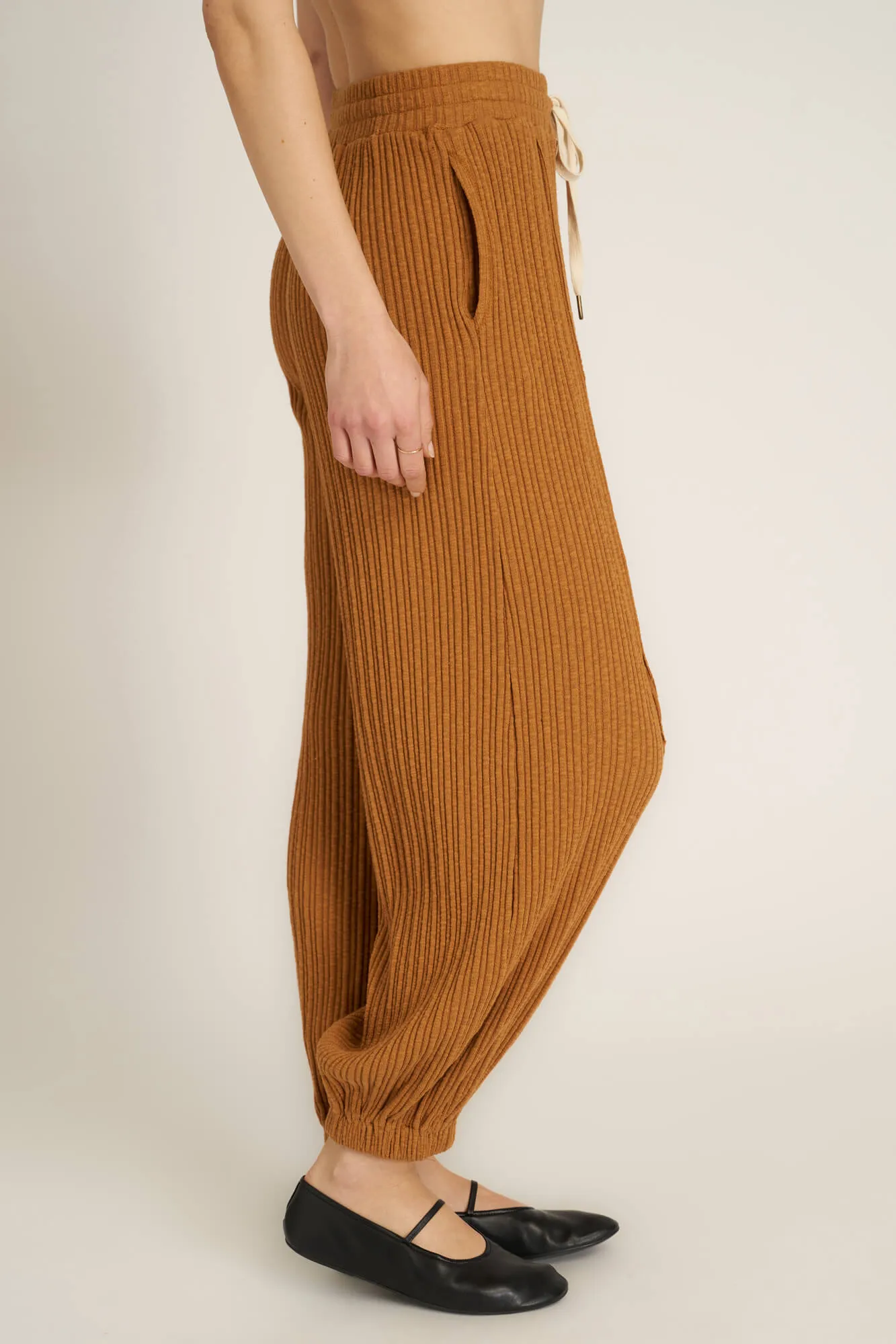 Luca Textured Rib Pant - Saddle sold by Project Social T product image thumbnail 3