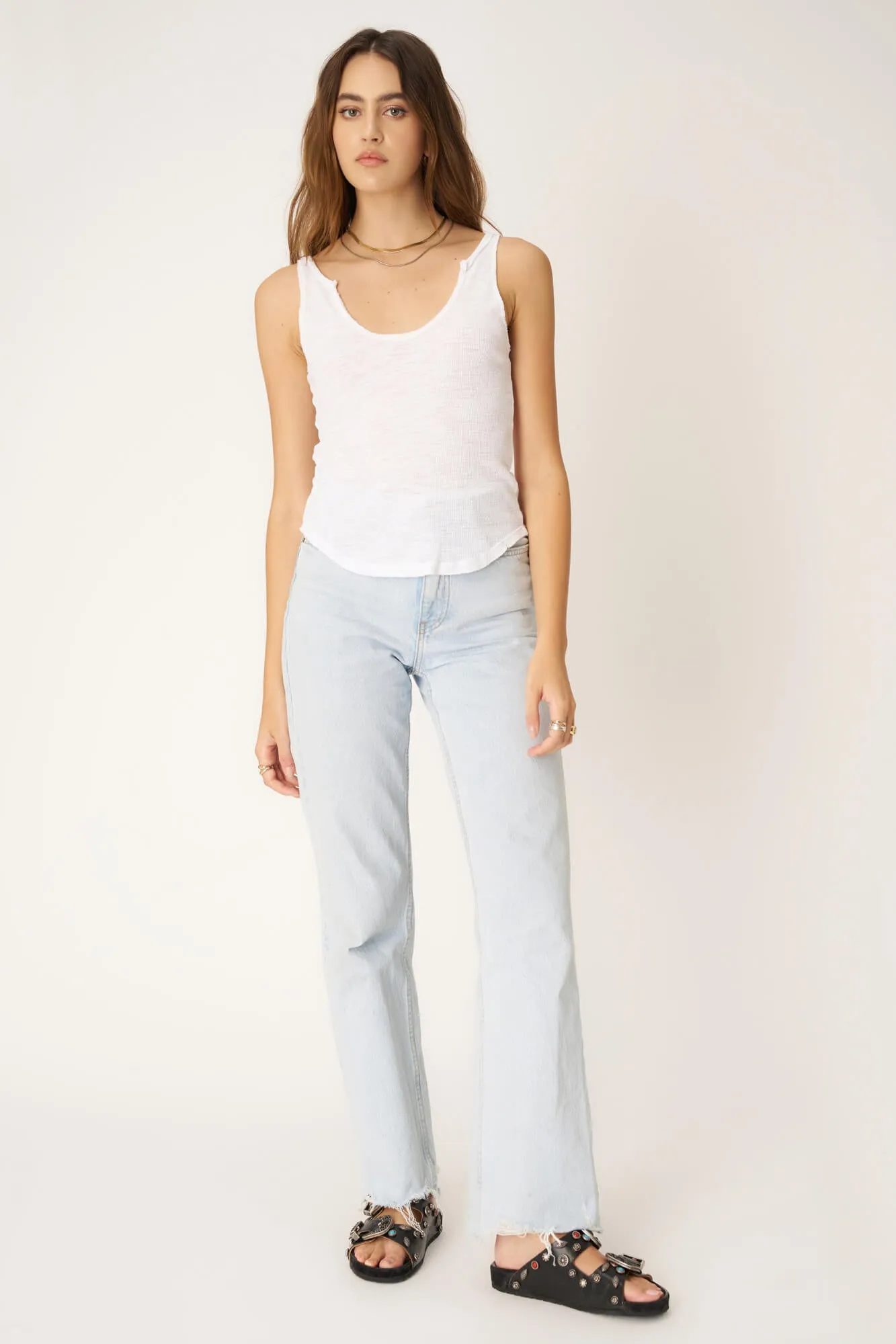 So Long Notch Scoop Neck Rib Tank - White sold by Project Social T product image thumbnail 2