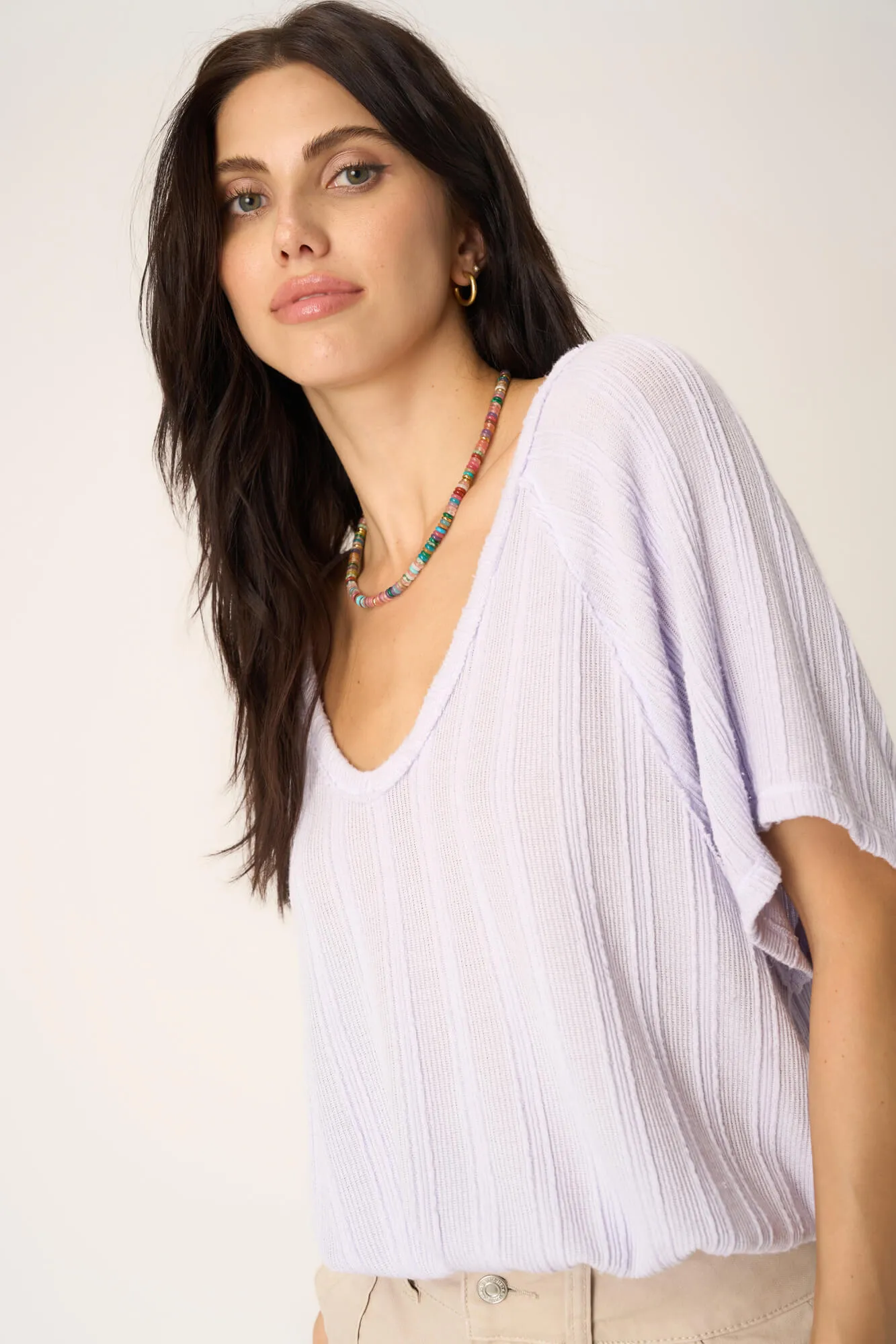 Paola Sweater V Neck Bubble Tee - Ice Blue sold by Project Social T product image thumbnail 3