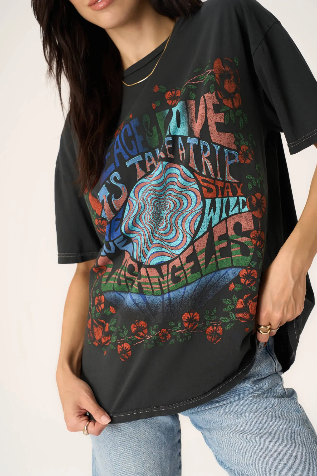 Peace & Love Relaxed Tee - Vintage Black sold by Project Social T product image thumbnail 2