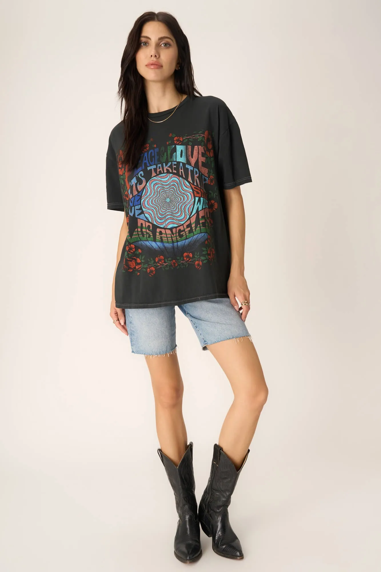 Peace & Love Relaxed Tee - Vintage Black sold by Project Social T product image thumbnail 3