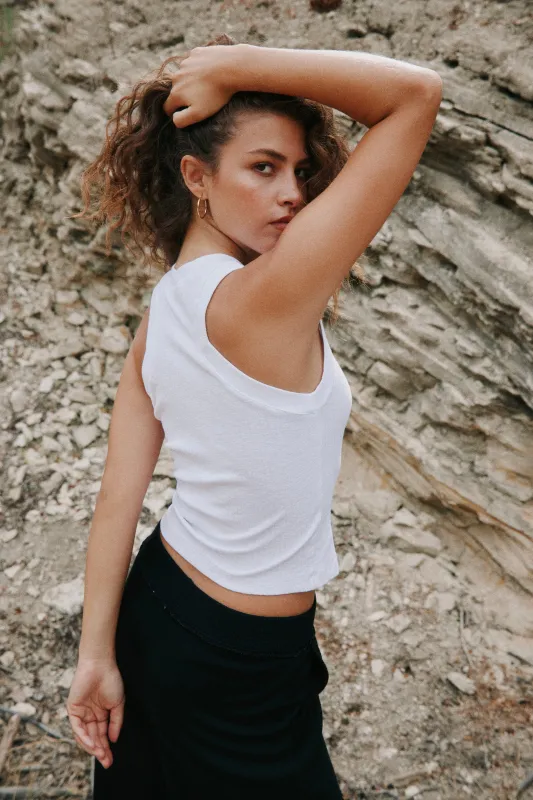 Player Fitted Racerback Rib Tank - White sold by Project Social T