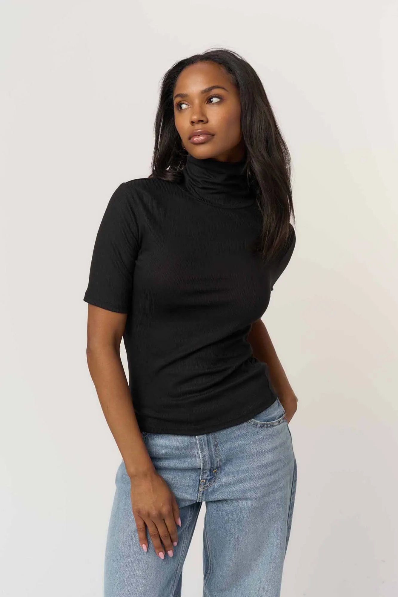 Jesllyn Turtleneck Rib Tee sold by Project Social T
