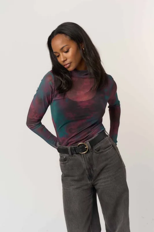Tess Novelty Mesh Funnel Neck Two-For made by Project Social T