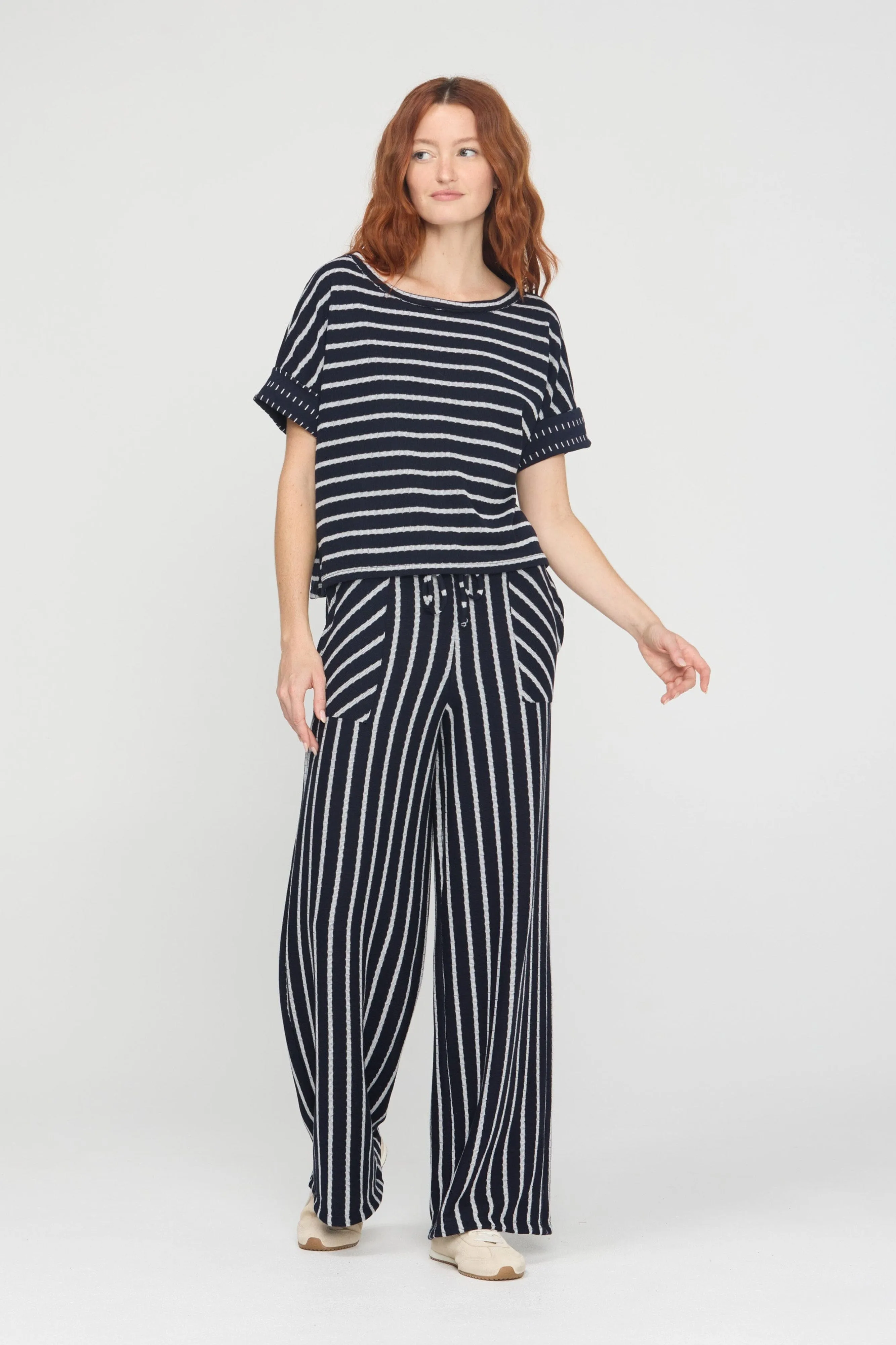 Zadie Navy Striped Pant sold by Project Social T