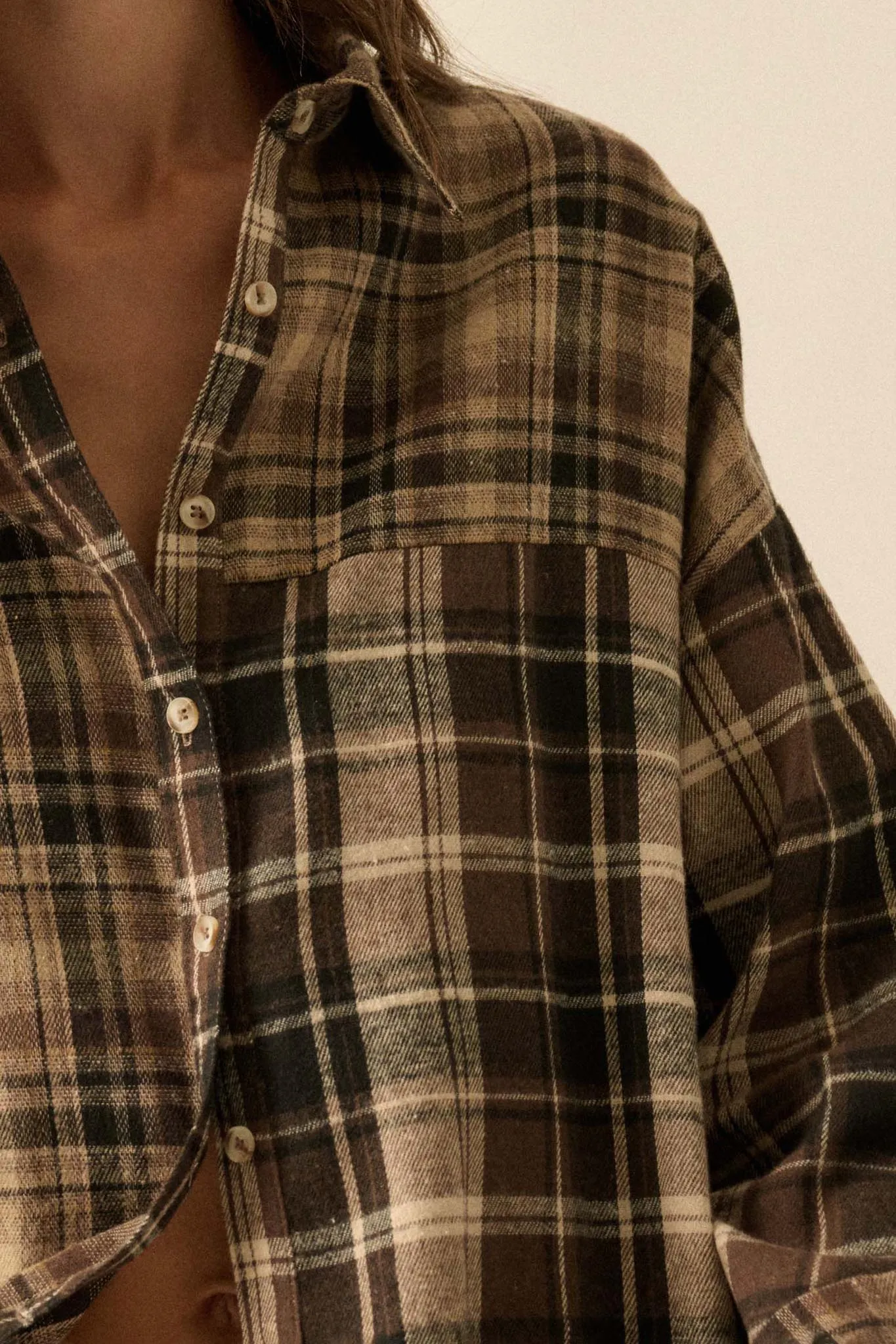 Country Roads Colorblock Plaid Button-Up Shirt sold by Promesa product image thumbnail 4