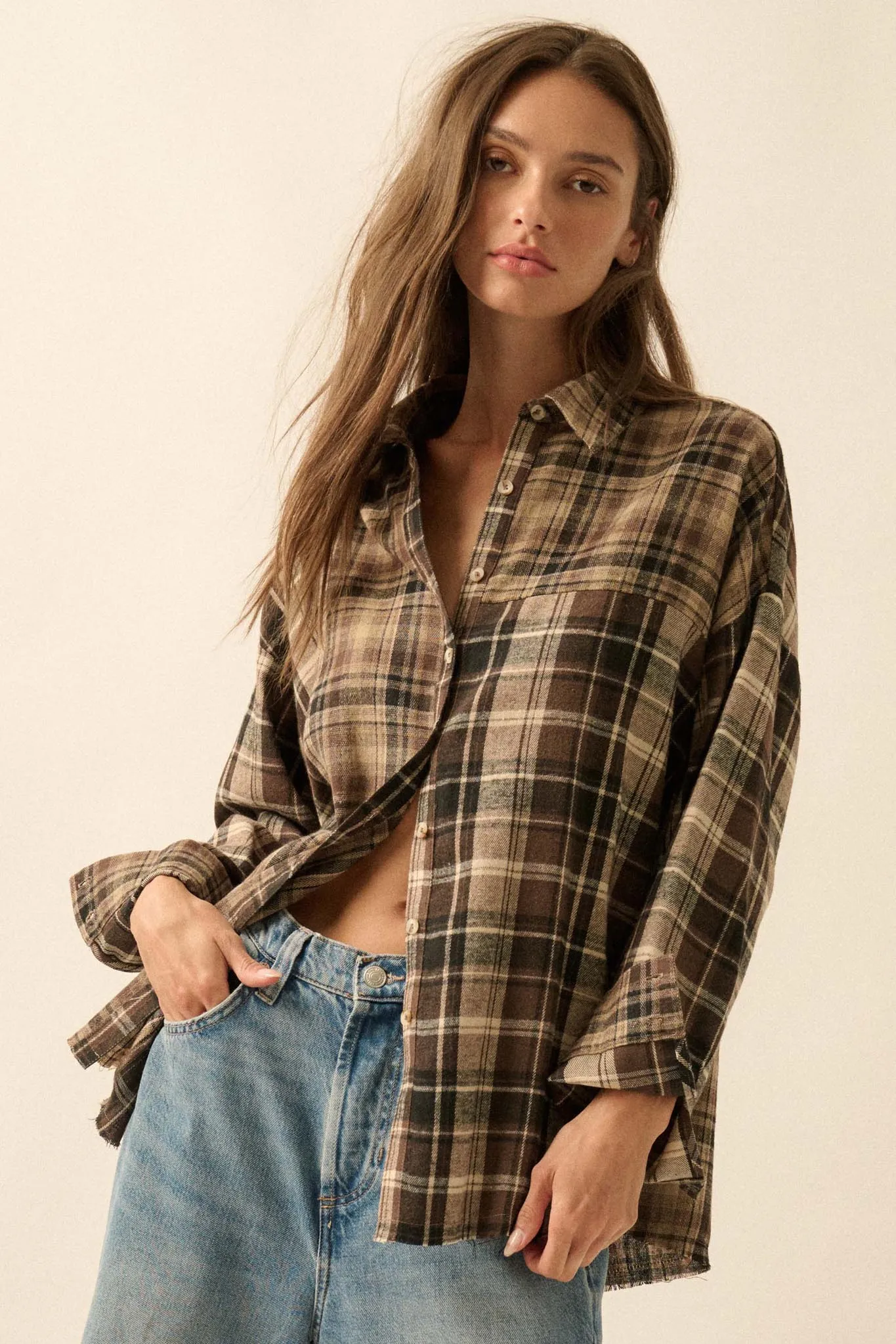Country Roads Colorblock Plaid Button-Up Shirt sold by Promesa product image thumbnail 5