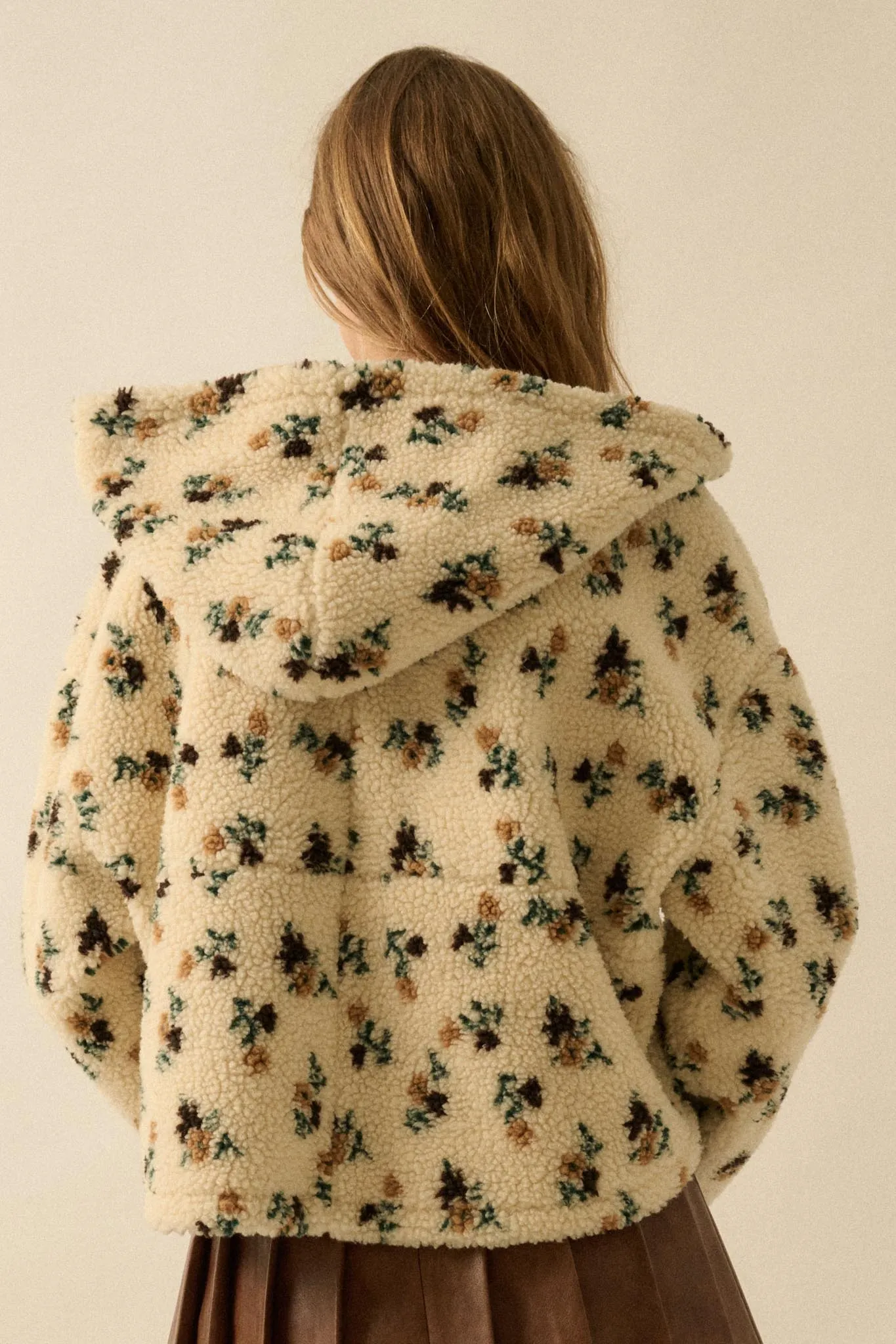 Winter Blossoms Floral Fleece Hooded Jacket sold by Promesa product image thumbnail 2