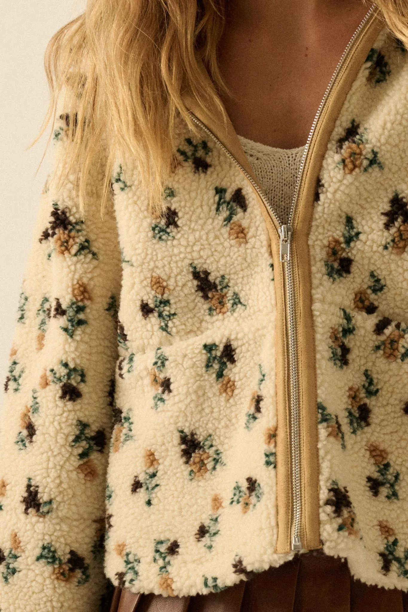 Winter Blossoms Floral Fleece Hooded Jacket sold by Promesa product image thumbnail 4