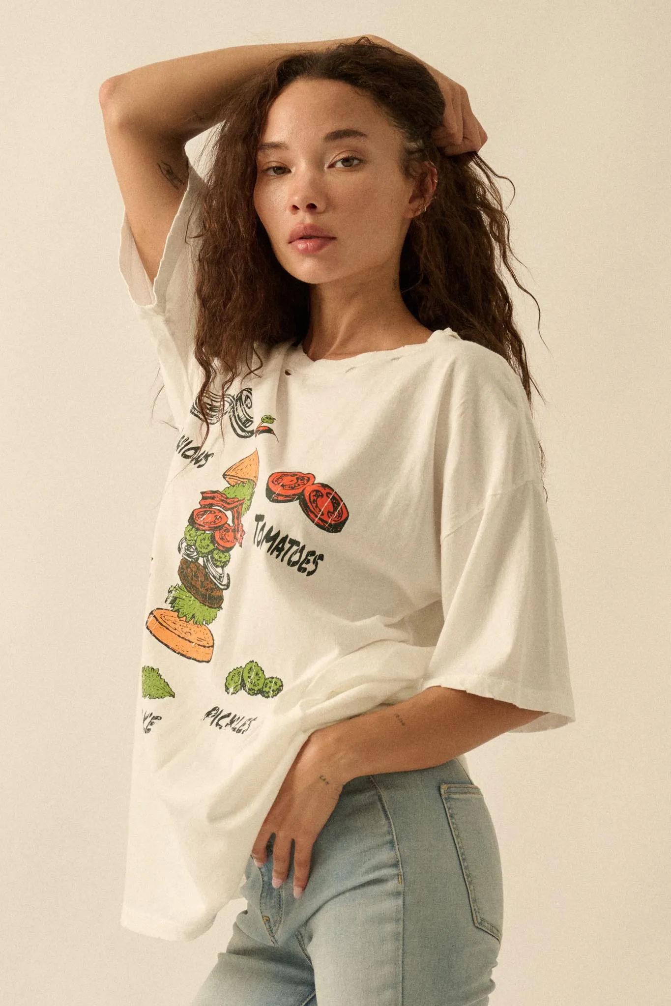 Burger Time Distressed Oversize Graphic Tee sold by Promesa product image thumbnail 5