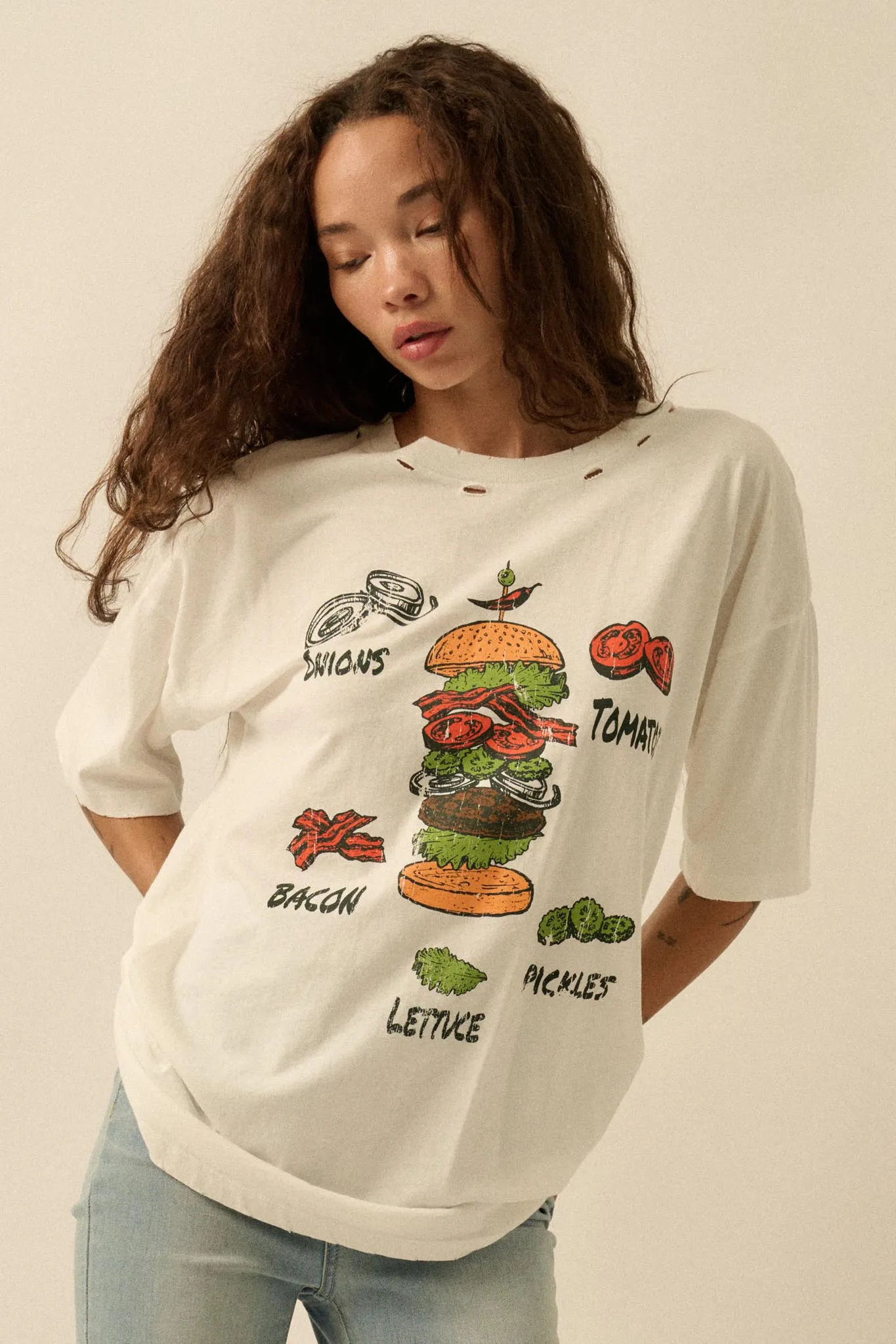 Burger Time Distressed Oversize Graphic Tee sold by Promesa