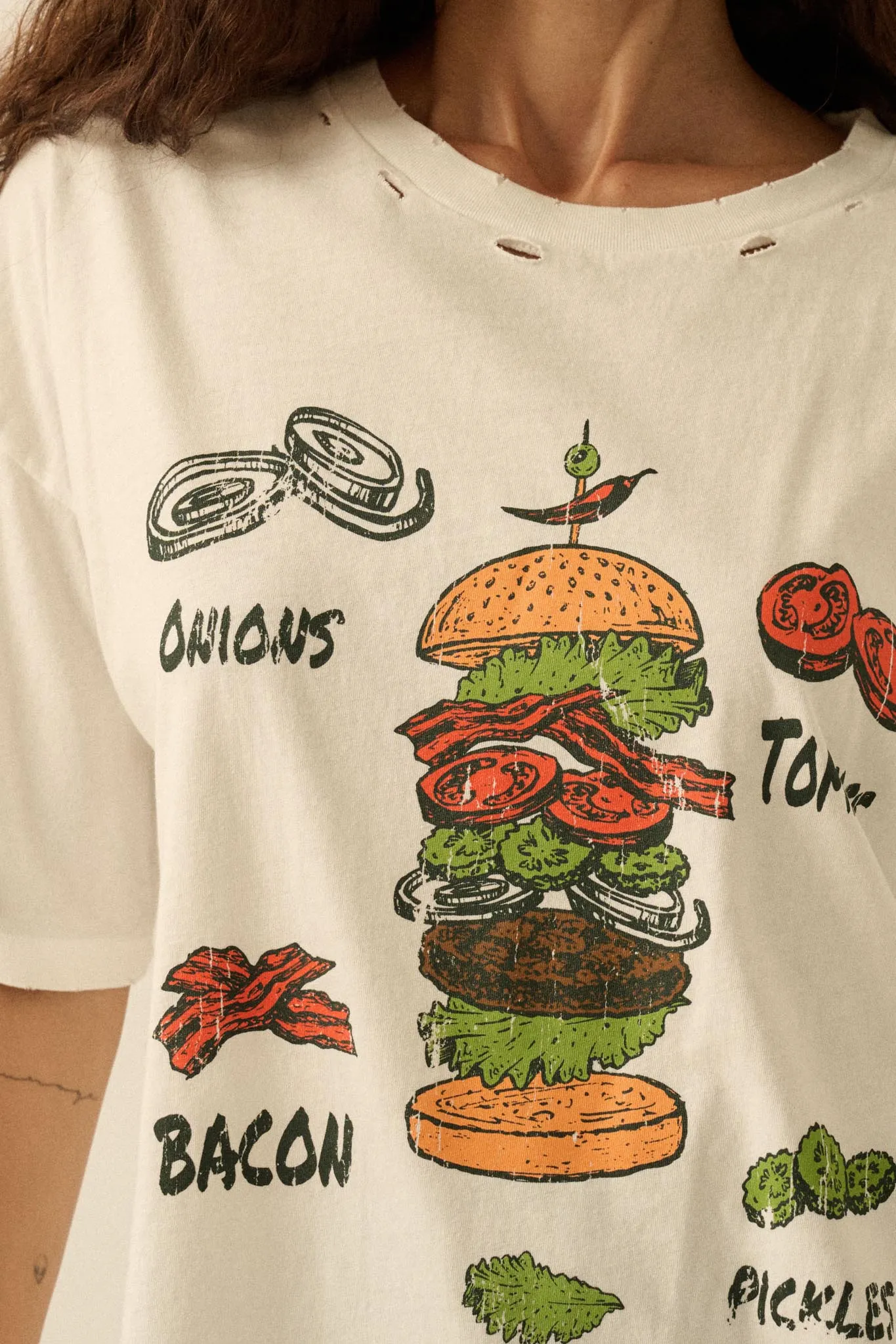 Burger Time Distressed Oversize Graphic Tee sold by Promesa product image thumbnail 2