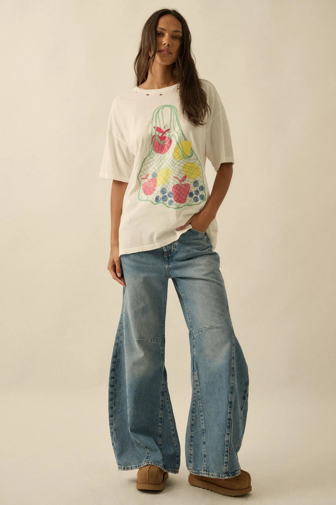 Fruit Stand Distressed Oversize Graphic Tee sold by Promesa product image thumbnail 3