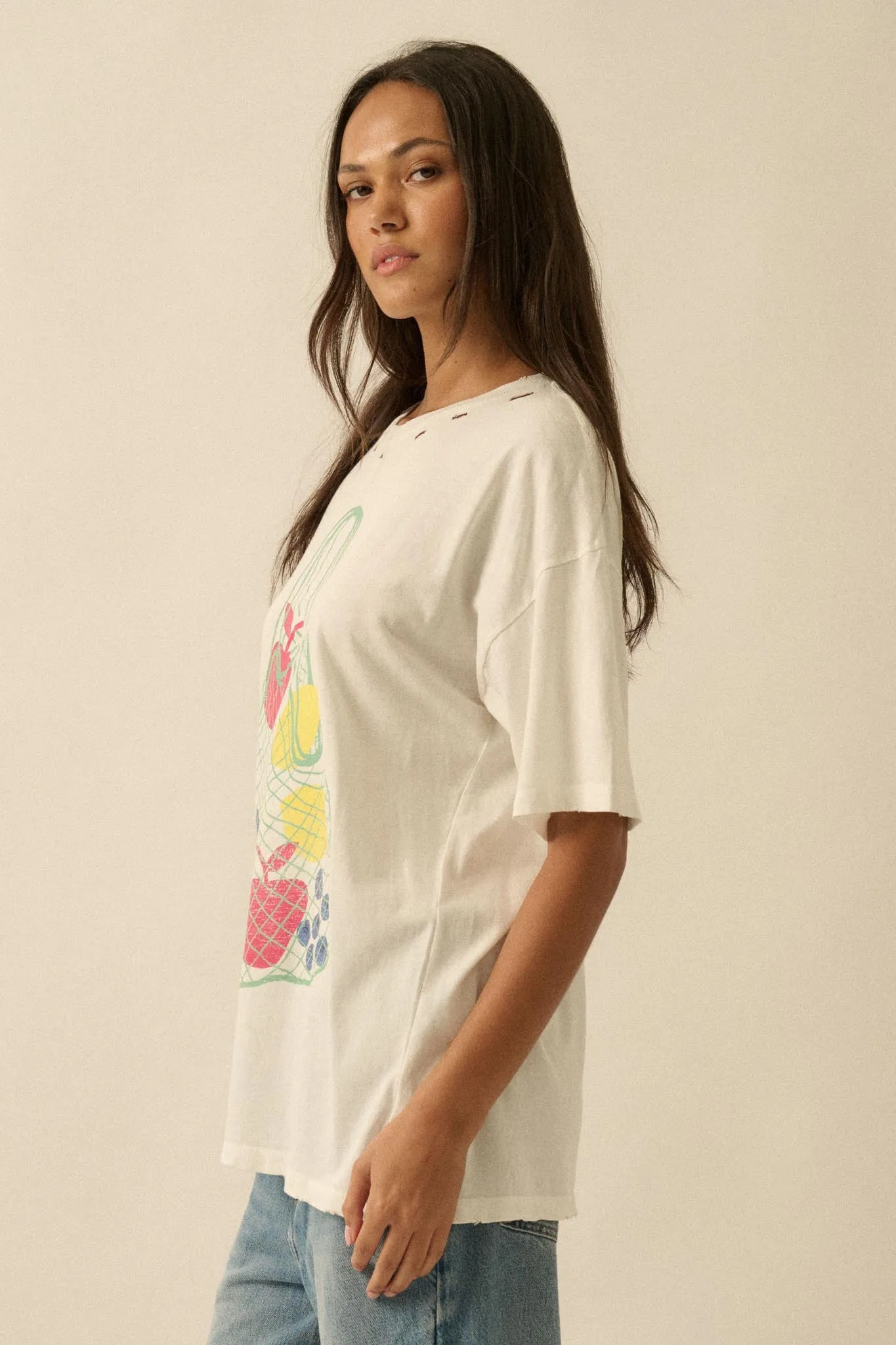 Fruit Stand Distressed Oversize Graphic Tee sold by Promesa product image thumbnail 5