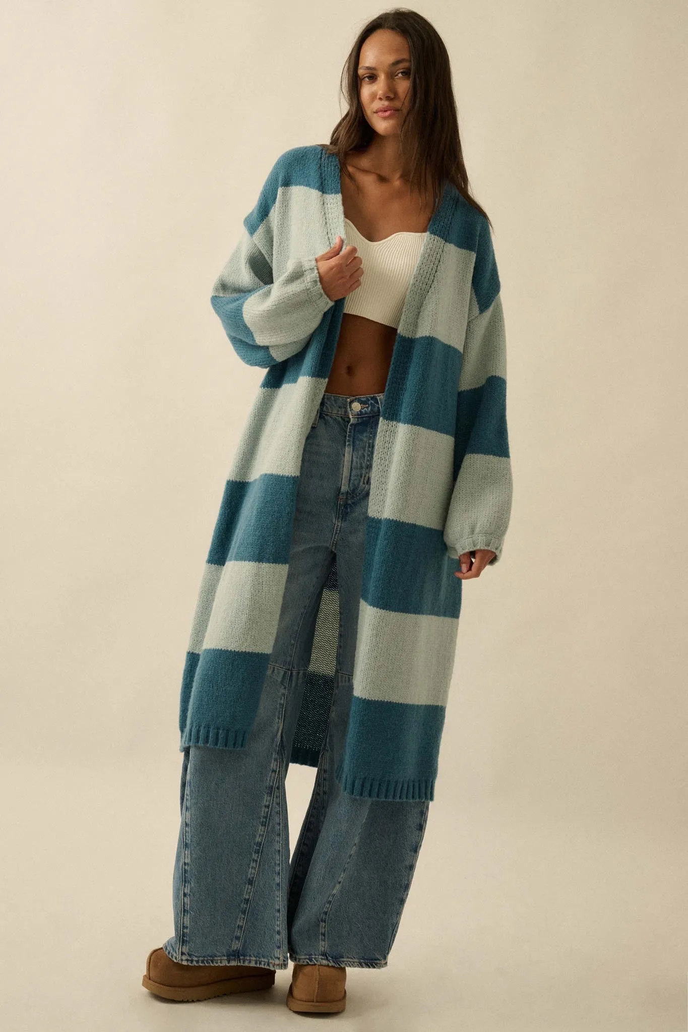 Cozy Days Colorblock Striped Duster Cardigan sold by Promesa product image thumbnail 3