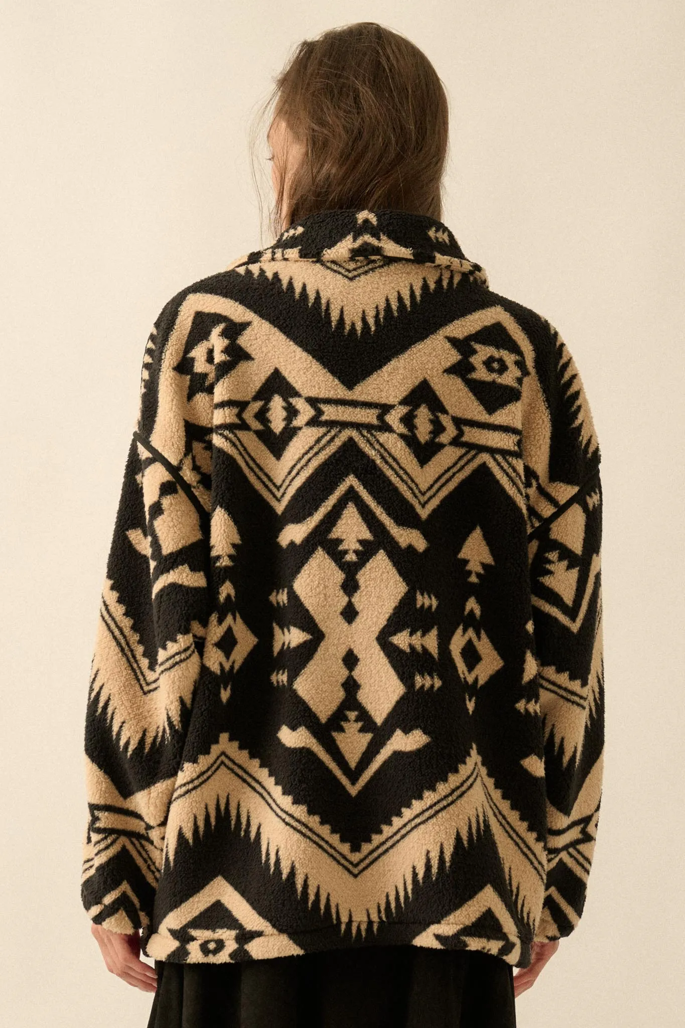 High Plains Geometric-Print Fleece Lapel Jacket sold by Promesa product image thumbnail 2