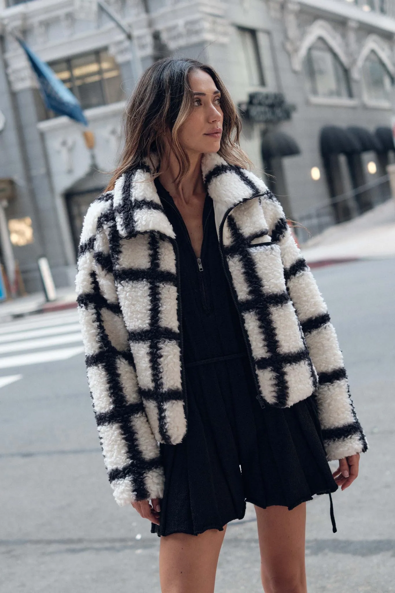 Outside the Box Check-Print Sherpa Fleece Jacket sold by Promesa product image thumbnail 2