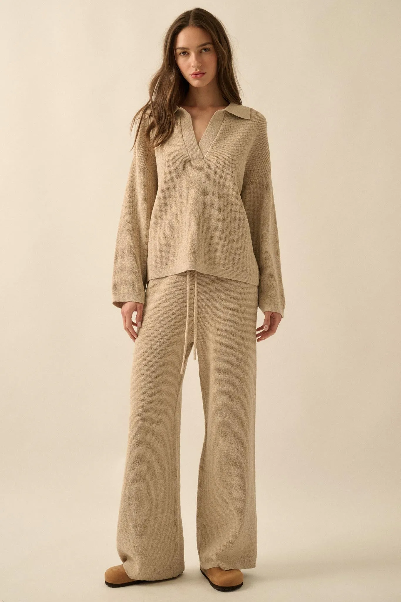 Feeling Great Textured Knit Wide-Leg Sweater Pants sold by Promesa product image thumbnail 4