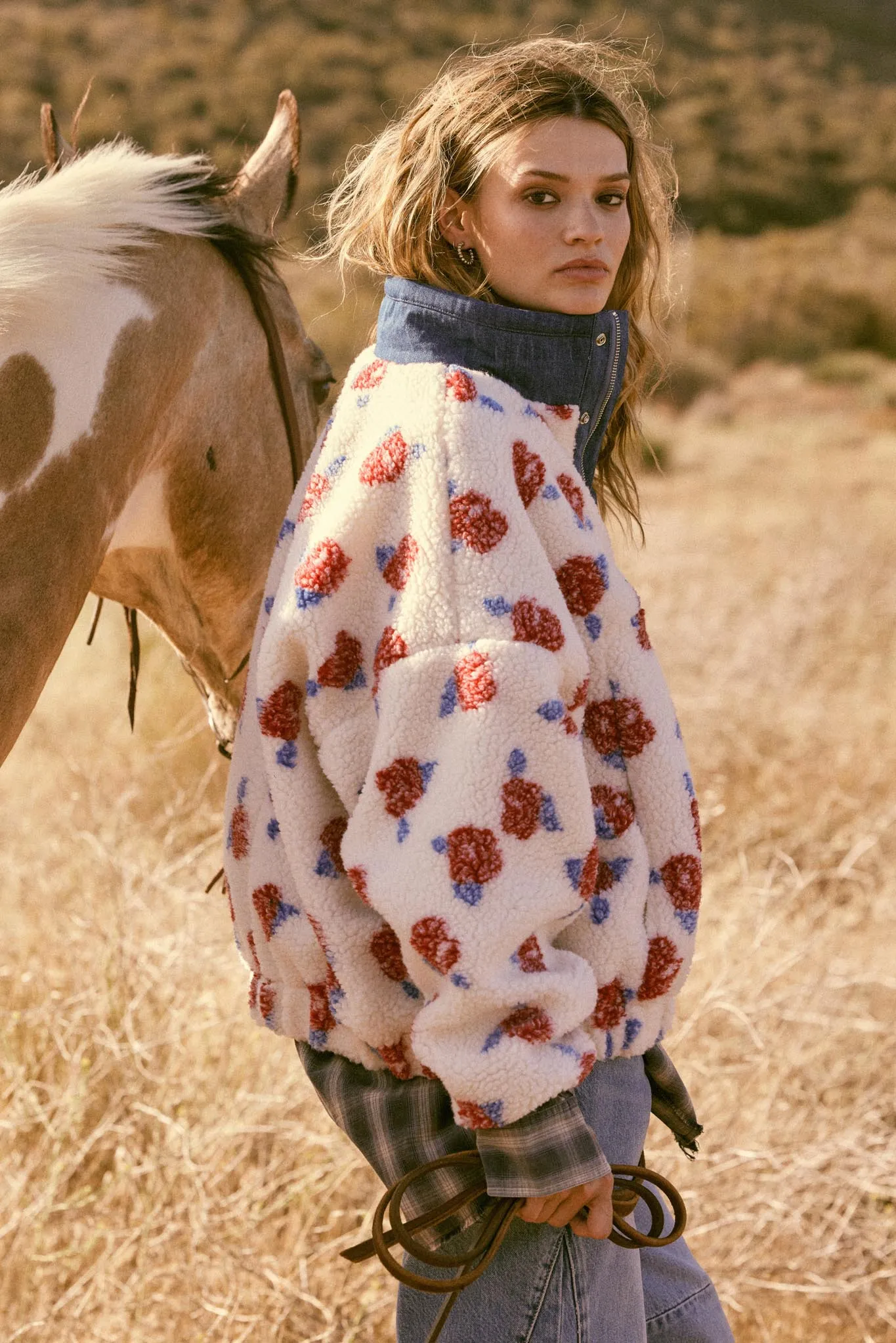 Winter Roses Floral Fleece Half-Zip Pullover sold by Promesa product image thumbnail 3