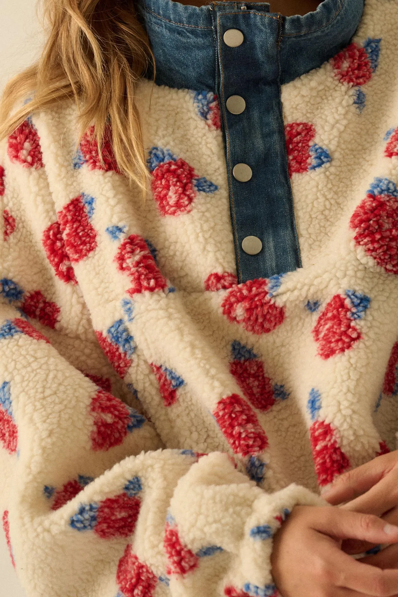 Winter Roses Floral Fleece Half-Zip Pullover sold by Promesa product image thumbnail 5