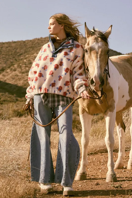 Winter Roses Floral Fleece Half-Zip Pullover sold by Promesa