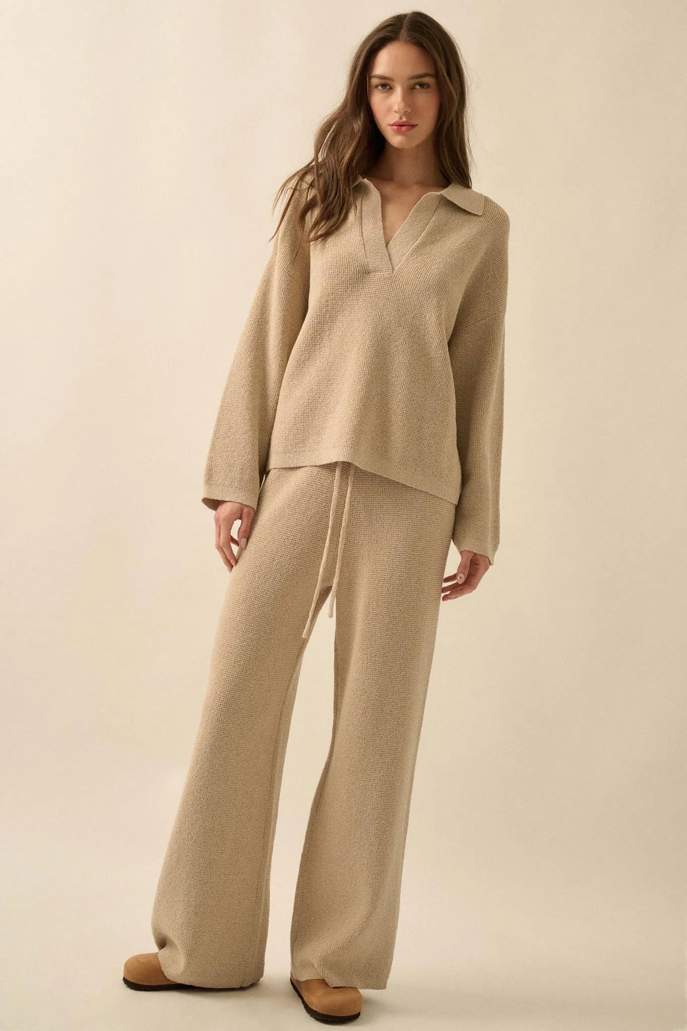 Looking Good Textured Knit Collared V-Neck Sweater sold by Promesa product image thumbnail 5