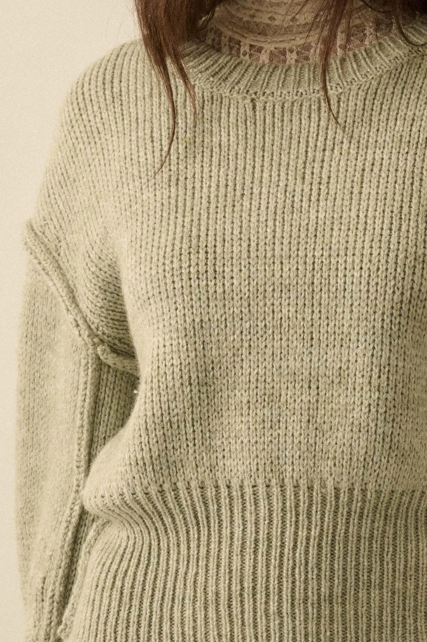 Good to Go Exposed-Seam Banded-Hem Sweater sold by Promesa product image thumbnail 5