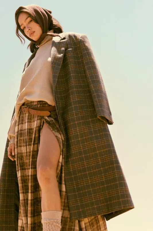 Check Please Double-Breasted Plaid Overcoat sold by Promesa