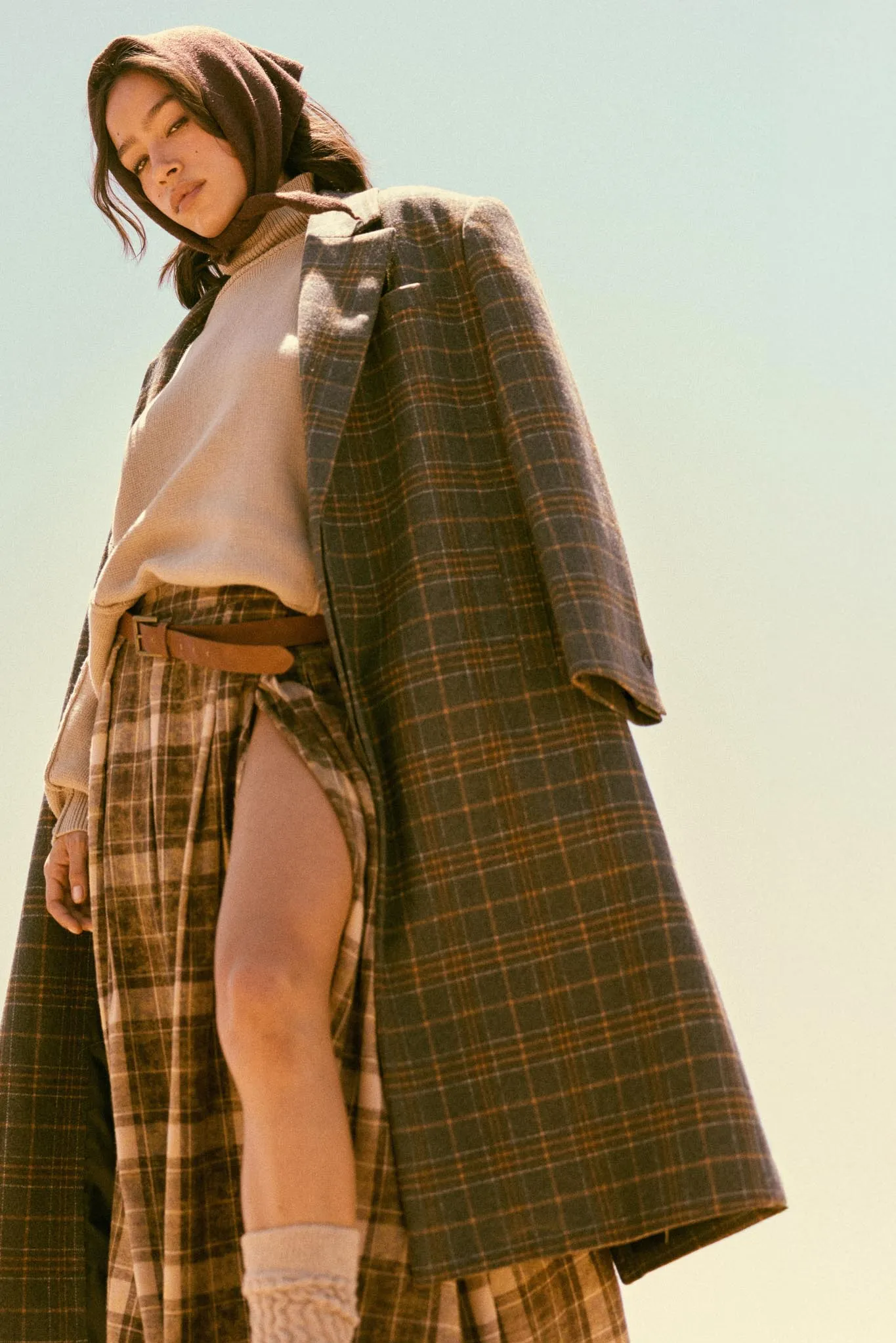 Check Please Double-Breasted Plaid Overcoat sold by Promesa