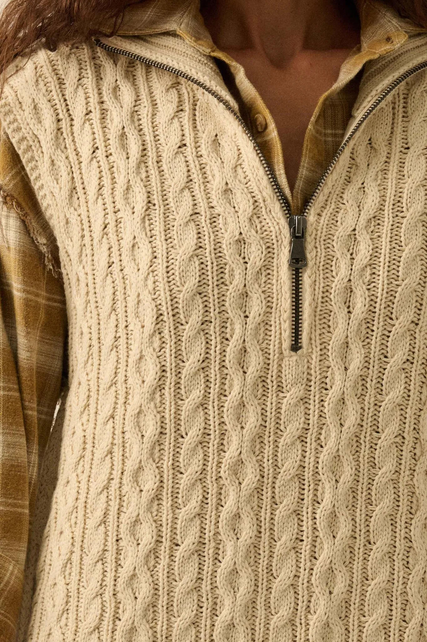 Twist of Fate Cable Knit Oversize Sweater Vest sold by Promesa product image thumbnail 4