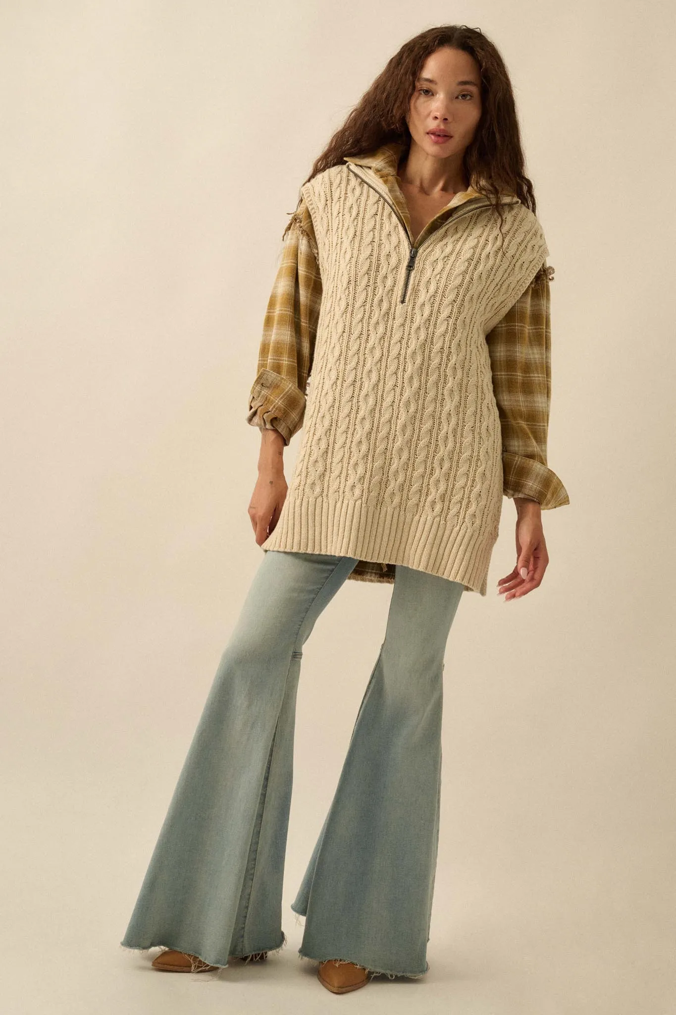 Twist of Fate Cable Knit Oversize Sweater Vest sold by Promesa product image thumbnail 3