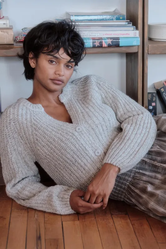 Soft Sunday Ribbed Knit Buttoned V-Neck Cardigan sold by Promesa