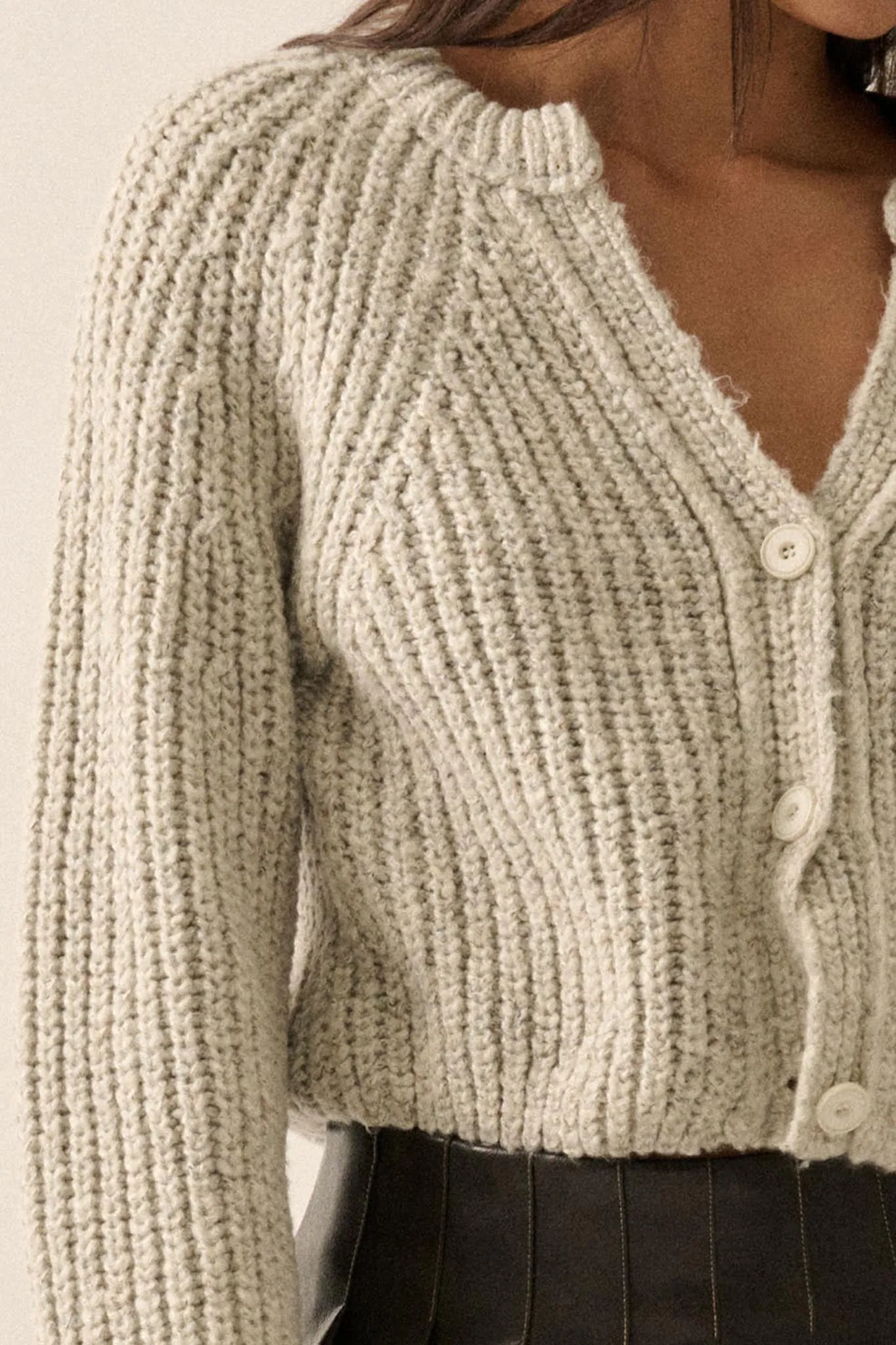 Soft Sunday Ribbed Knit Buttoned V-Neck Cardigan sold by Promesa product image thumbnail 5