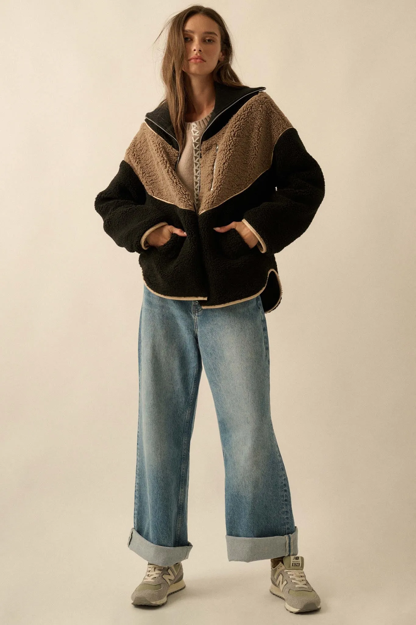 Winter Games Chevron Colorblock Fleece Jacket sold by Promesa product image thumbnail 4