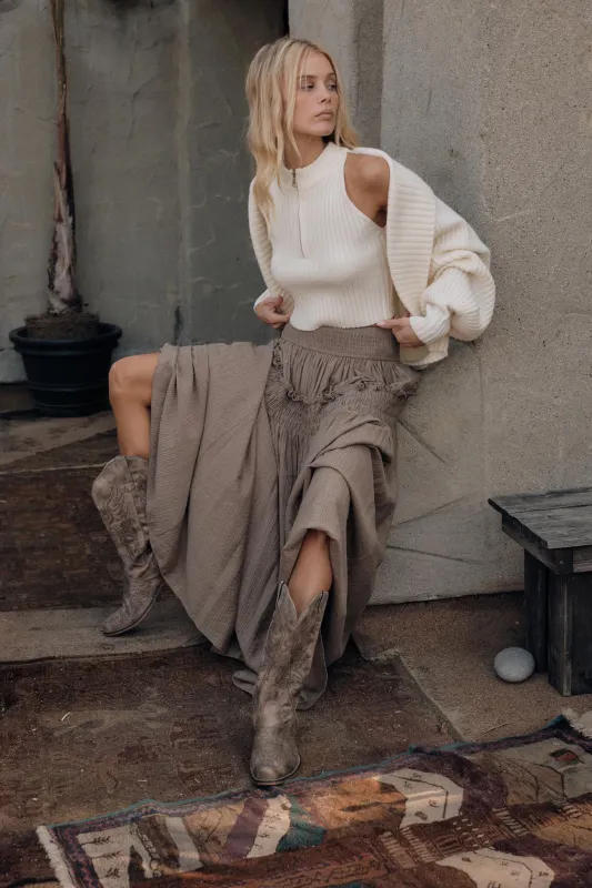 Love You More Smocked Tonal-Stripe Maxi skirt sold by Promesa