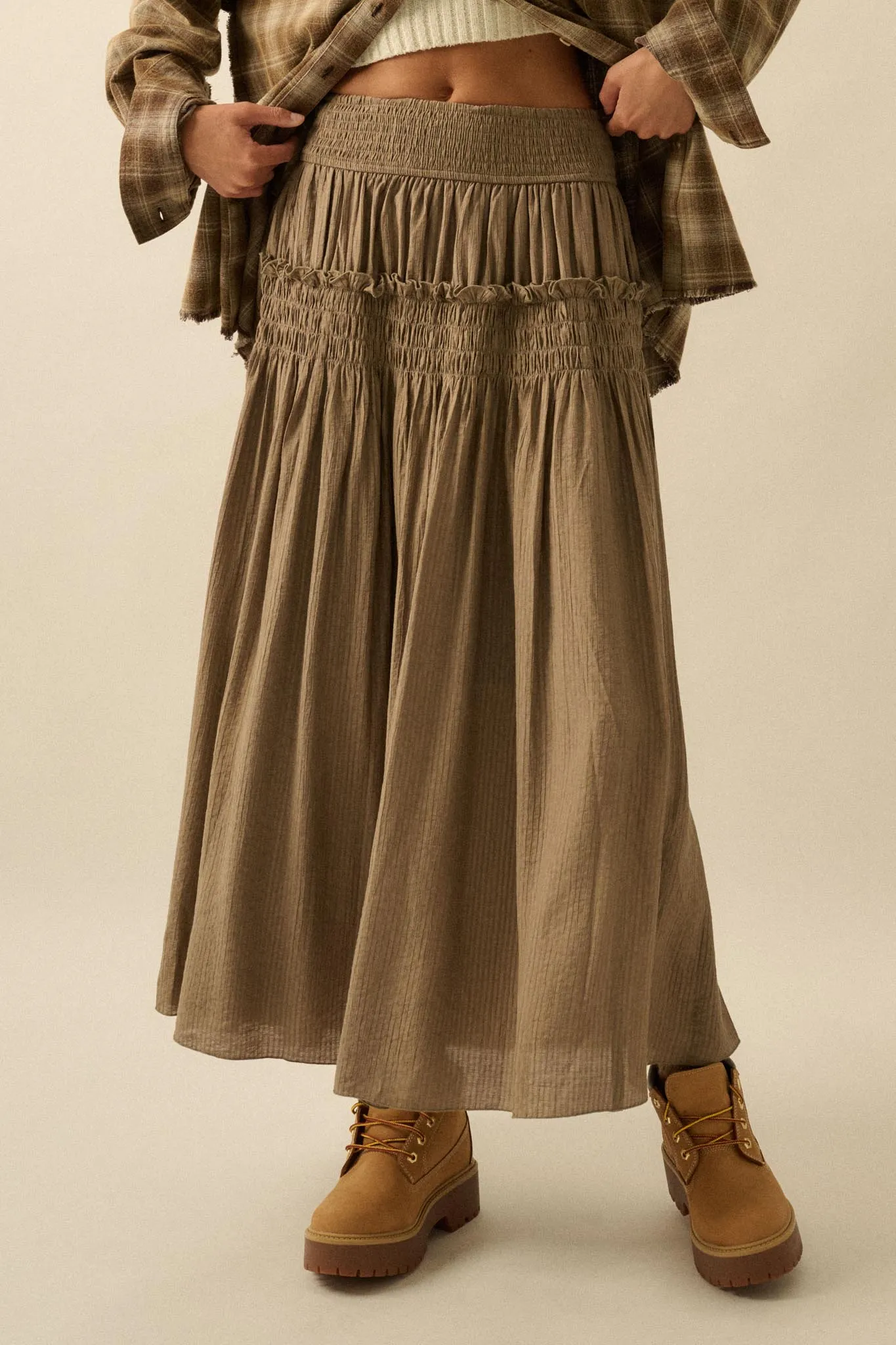 Love You More Smocked Tonal-Stripe Maxi skirt sold by Promesa product image thumbnail 5