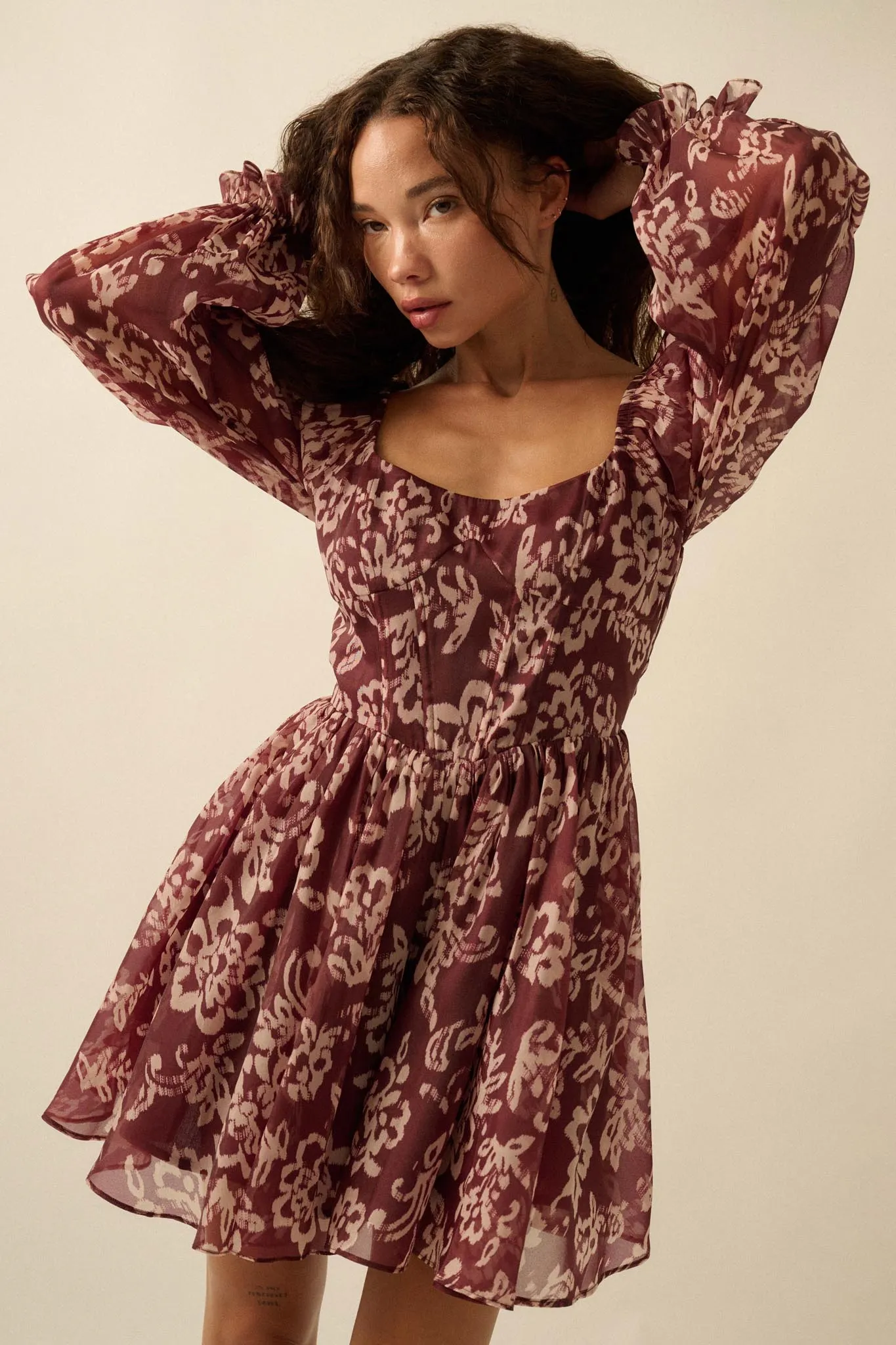 Grow in Grace Floral Organza Corset Romper Dress sold by Promesa product image thumbnail 3