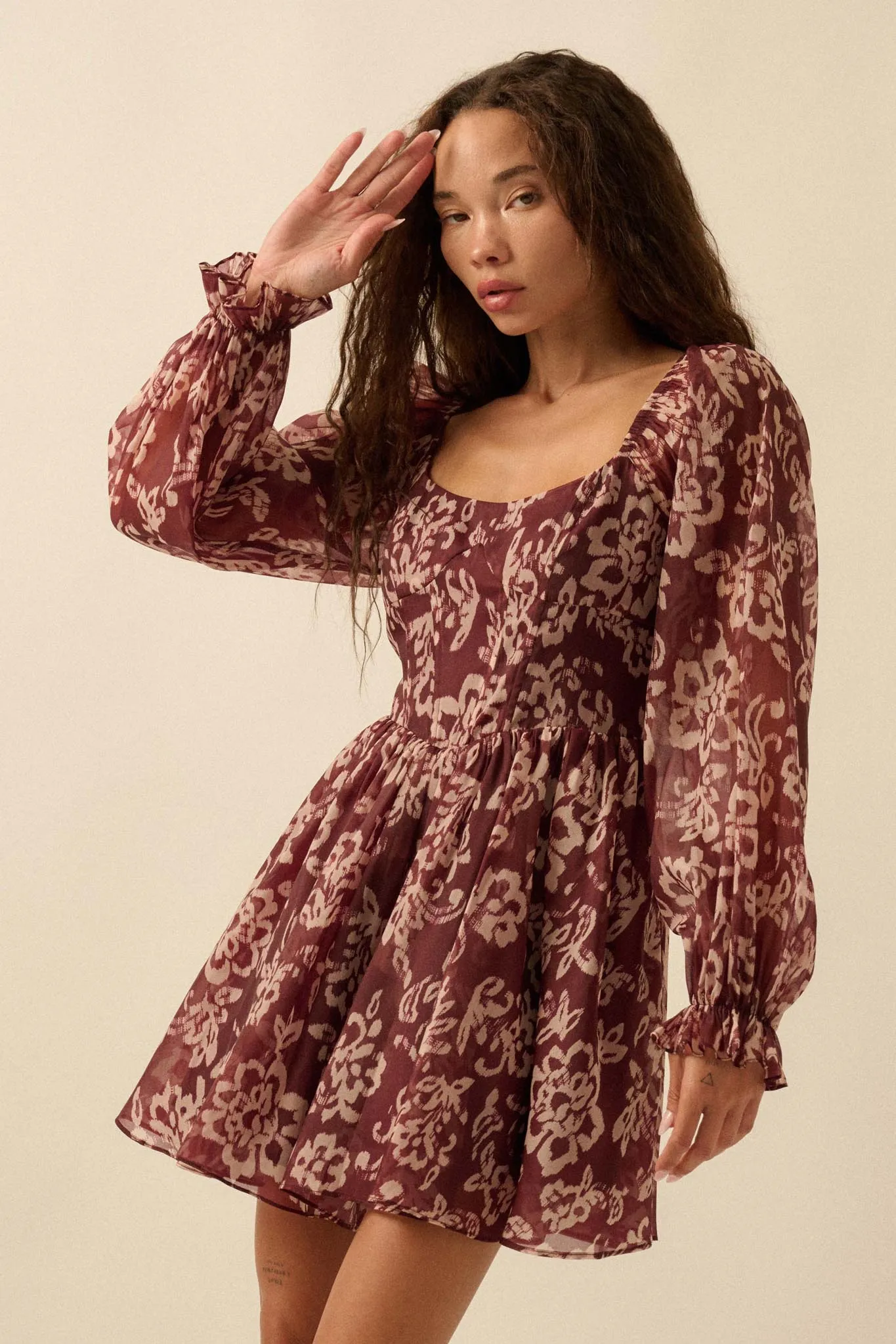 Grow in Grace Floral Organza Corset Romper Dress sold by Promesa product image thumbnail 5