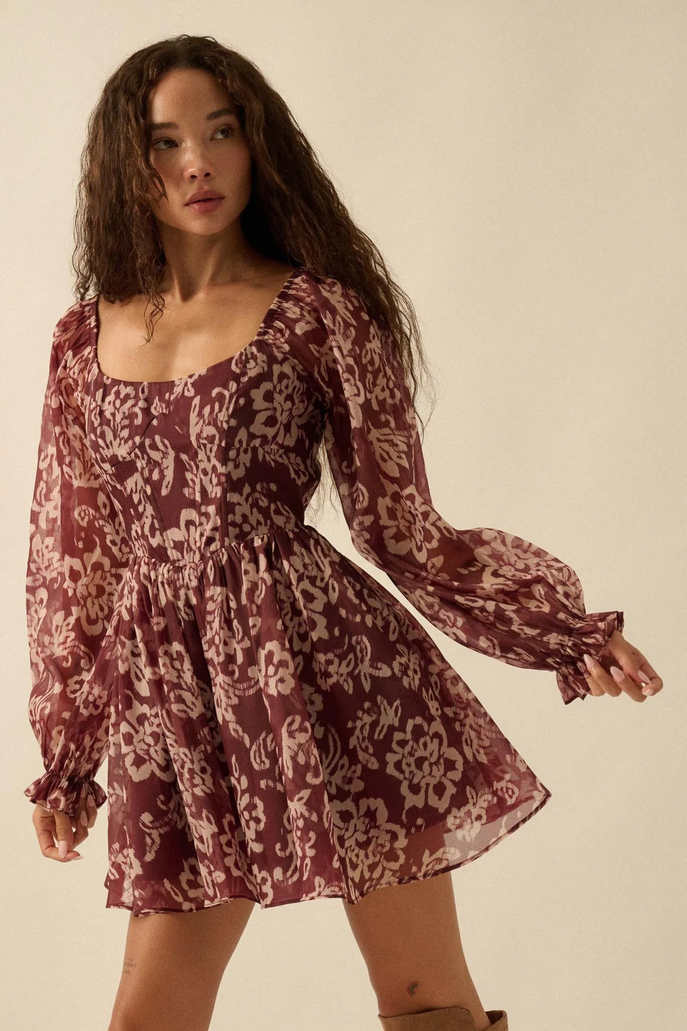 Grow in Grace Floral Organza Corset Romper Dress sold by Promesa