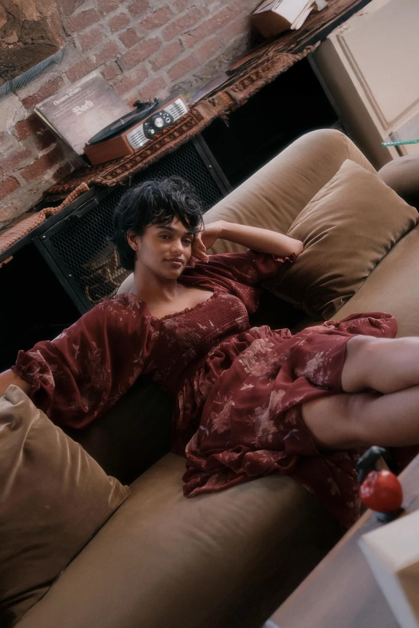 Delicate Blossoms Smocked Floral Chiffon Midi Dress sold by Promesa product image thumbnail 3