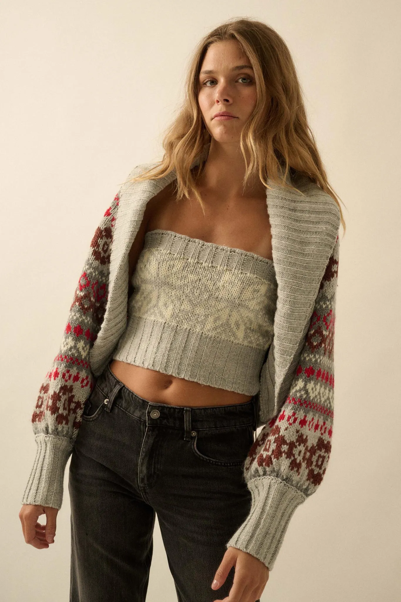 Après Chic Alpine-Knit Shrug and Tube Top Set sold by Promesa product image thumbnail 4